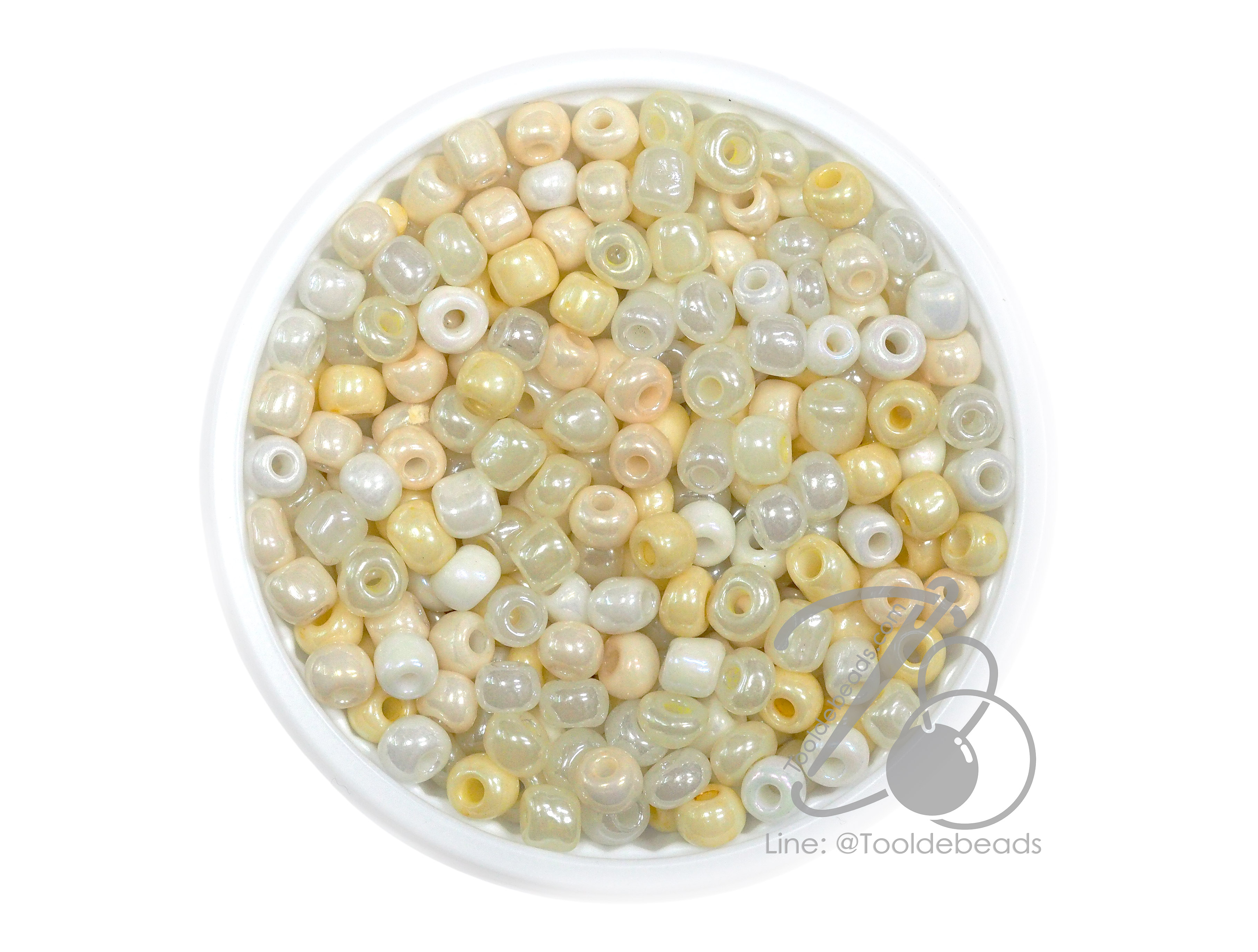 OK Brand ลูกปัดเม็ดทราย 6/0 โทนมุก สีเหลืองแคนดี้ (100 กรัม) SKU-14732