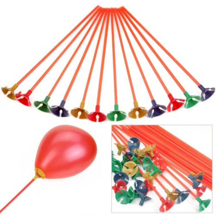 ก้านจุกลูกโป่ง คละสี ยาว 27 ซ.ม. / 100 อัน