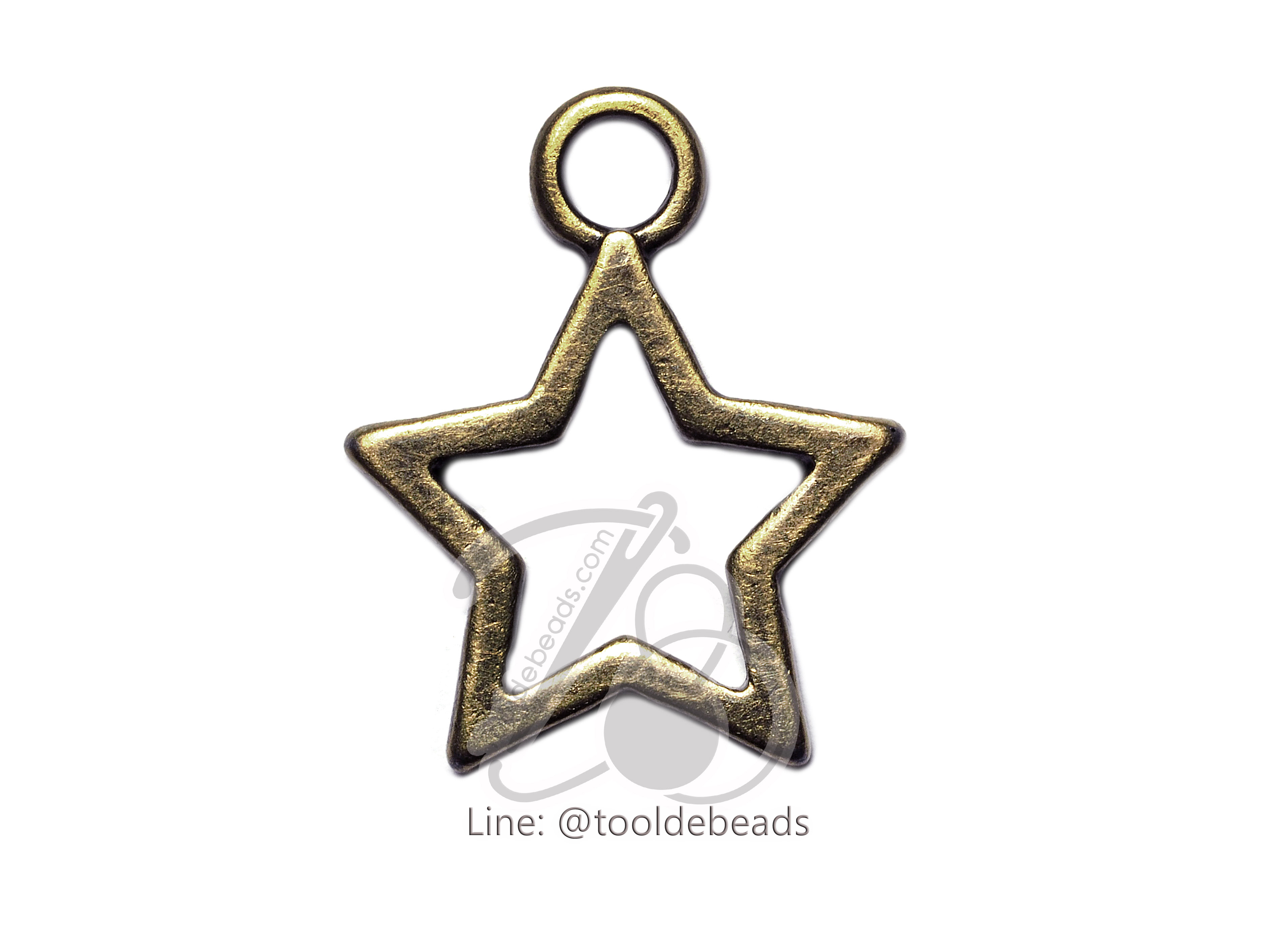 จี้เหล็ก 340 17มม. ลายดาวฉลุ สีสนิม (1 ชิ้น) SKU-00812
