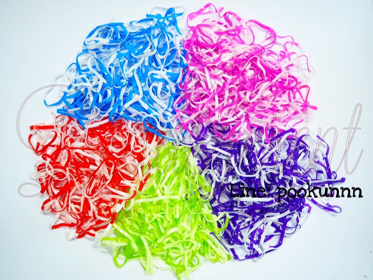 หนังยางรัดผม สีผสม 15 เส้นกลาง (1 กิโลกรัม) SKU-05331