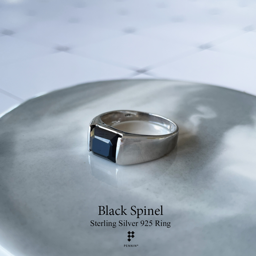 แหวนพลอยแท้ผู้ชาย นิลแท้ กาญจนบุรี สี่เหลี่ยมผืนผ้า เงินแท้ 925 ชุบทองขาว เรียบง่ายเท่ ดึงดูดโชคลาภ ปกป้องคุ้มครอง