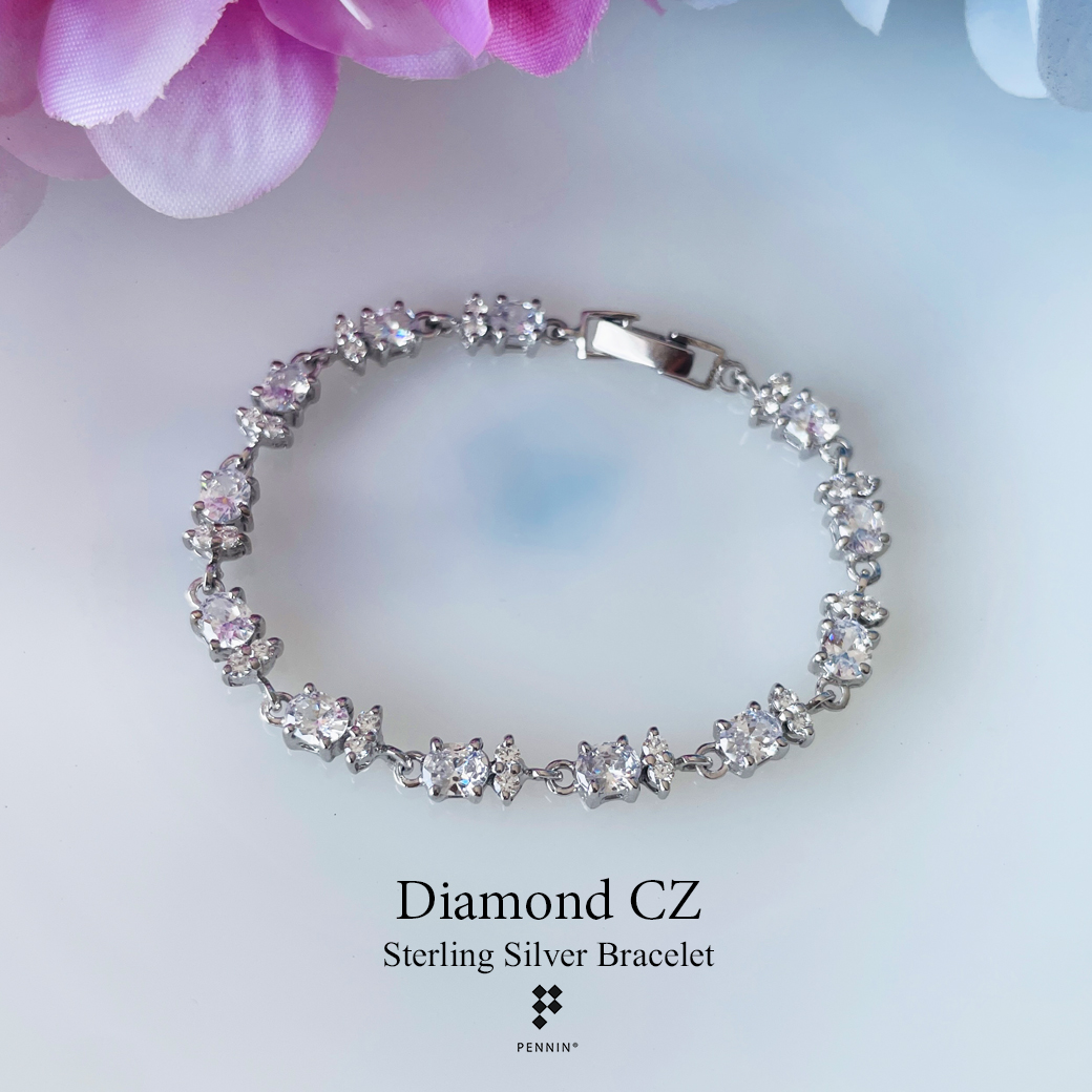 สร้อยข้อมือเพชรสวิส CZ เปล่งประกายดุจเพชรแท้ เนรมิตให้ทุกวันดุจเจ้าหญิง เงินแท้ชุบทองคำขาว ความยาว 16 cm