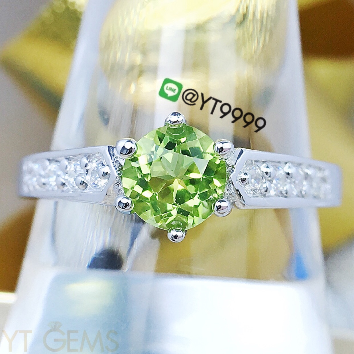 แหวนเพอริดอท แหวนเงินแท้92.5% ชุบทองคำขาว พลอยเพอริดอทแท้ YTG1192 YTGEMS