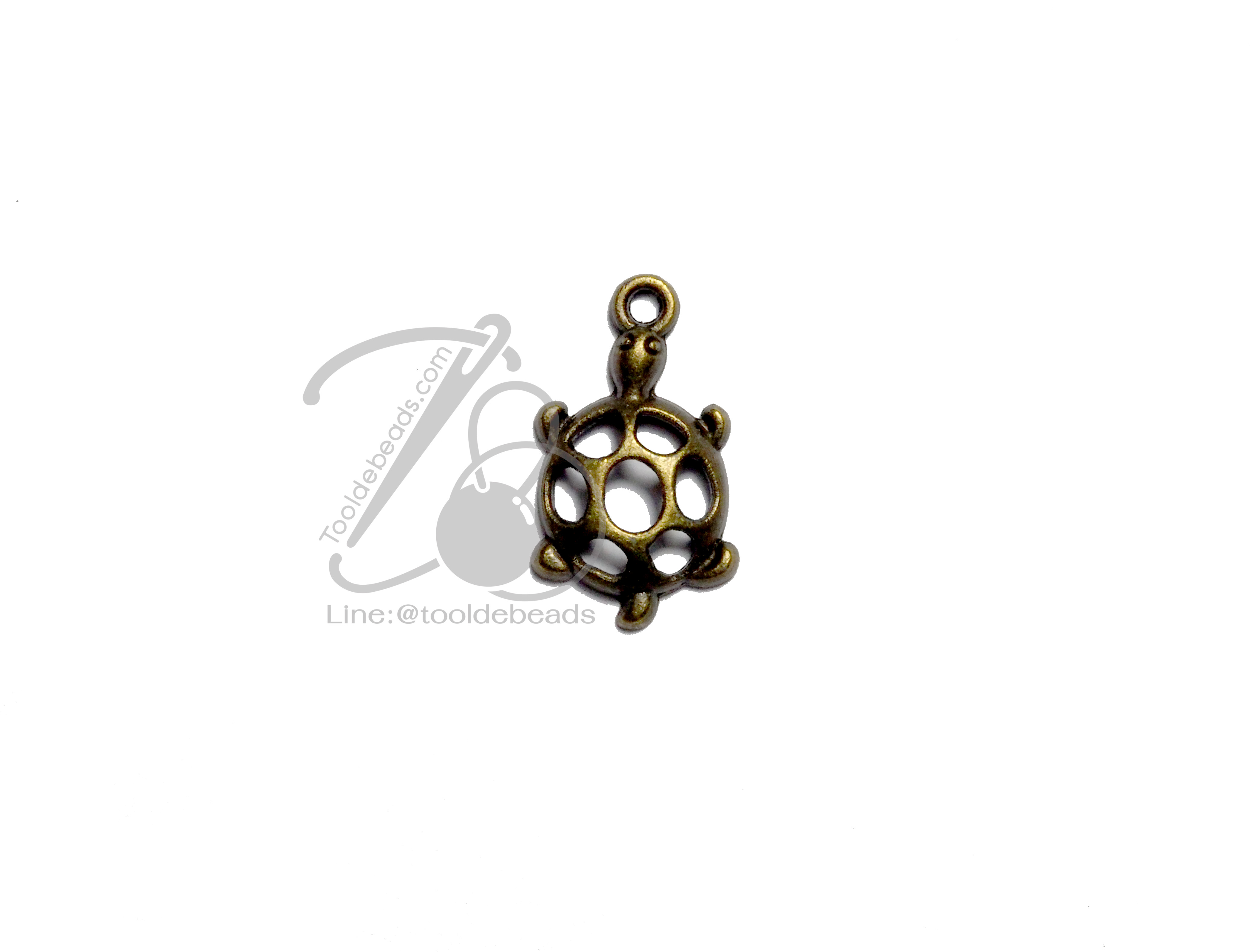 จี้เหล็ก 457 12*21มม. ลายเต่าฉลุ สีสนิม (1 ชิ้น) SKU-06032