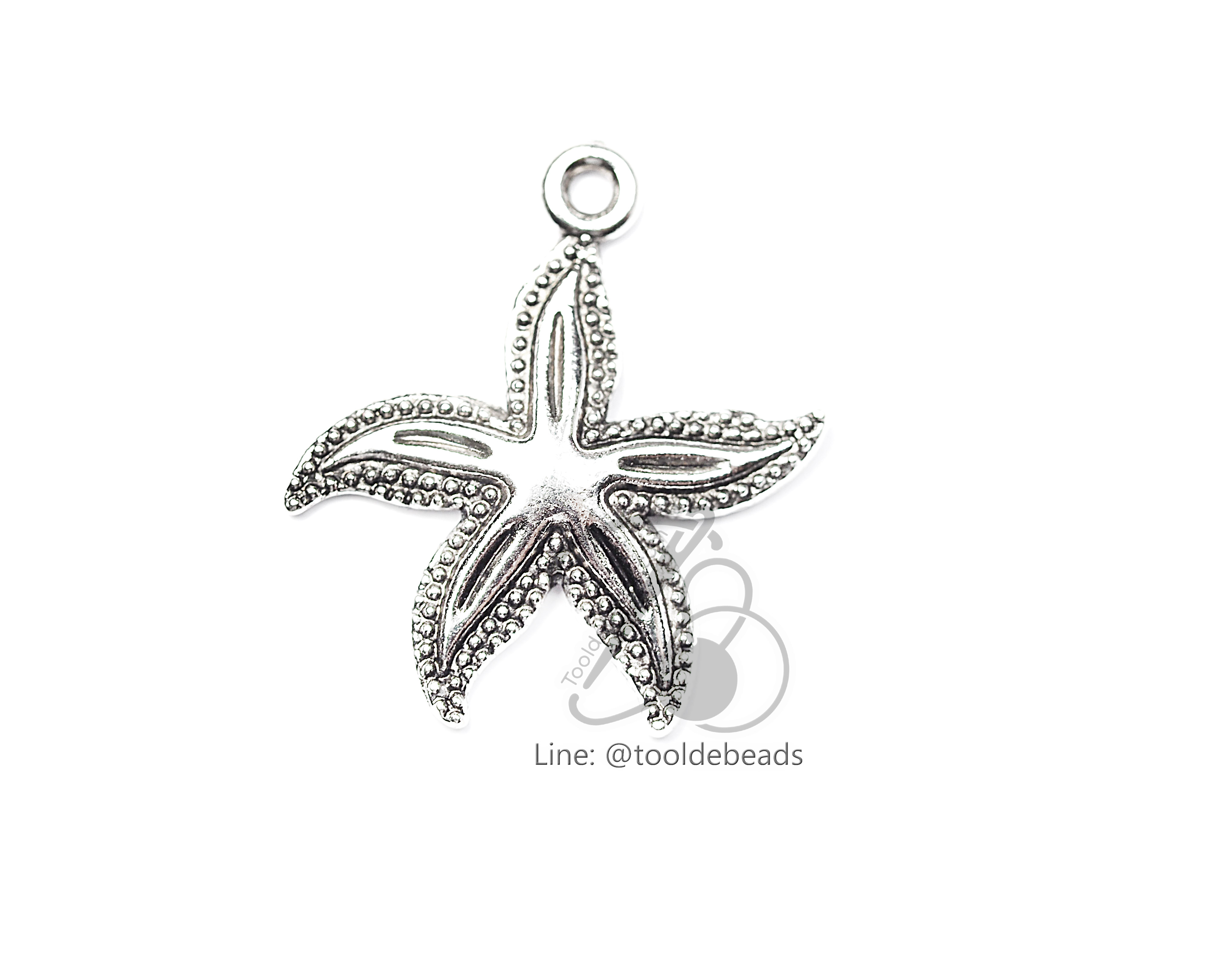 จี้เหล็ก 67 21*23มม. ลายปลาดาว สีเงิน (1 ชิ้น) SKU-00910
