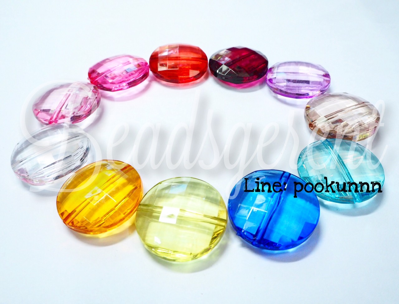 ลูกปัดอะคริลิค 27มม. ทรงกลมเจีย สีใส (500 กรัม) SKU-04741