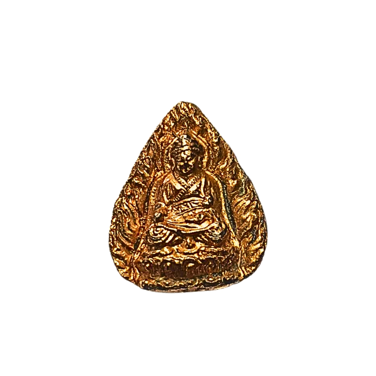 เหรียญองค์ไต้ฮงกงโจวซือพิมพ์เล็กรูปใบโพธิ์เนื้อกะไหล่ทอง