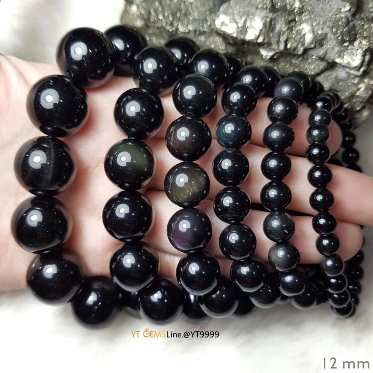สร้อยข้อมือเรนโบว์ออบซิเดียนแท้ เกรดA ขนาดหิน 12 มม. YTG-11127 YTGEMS