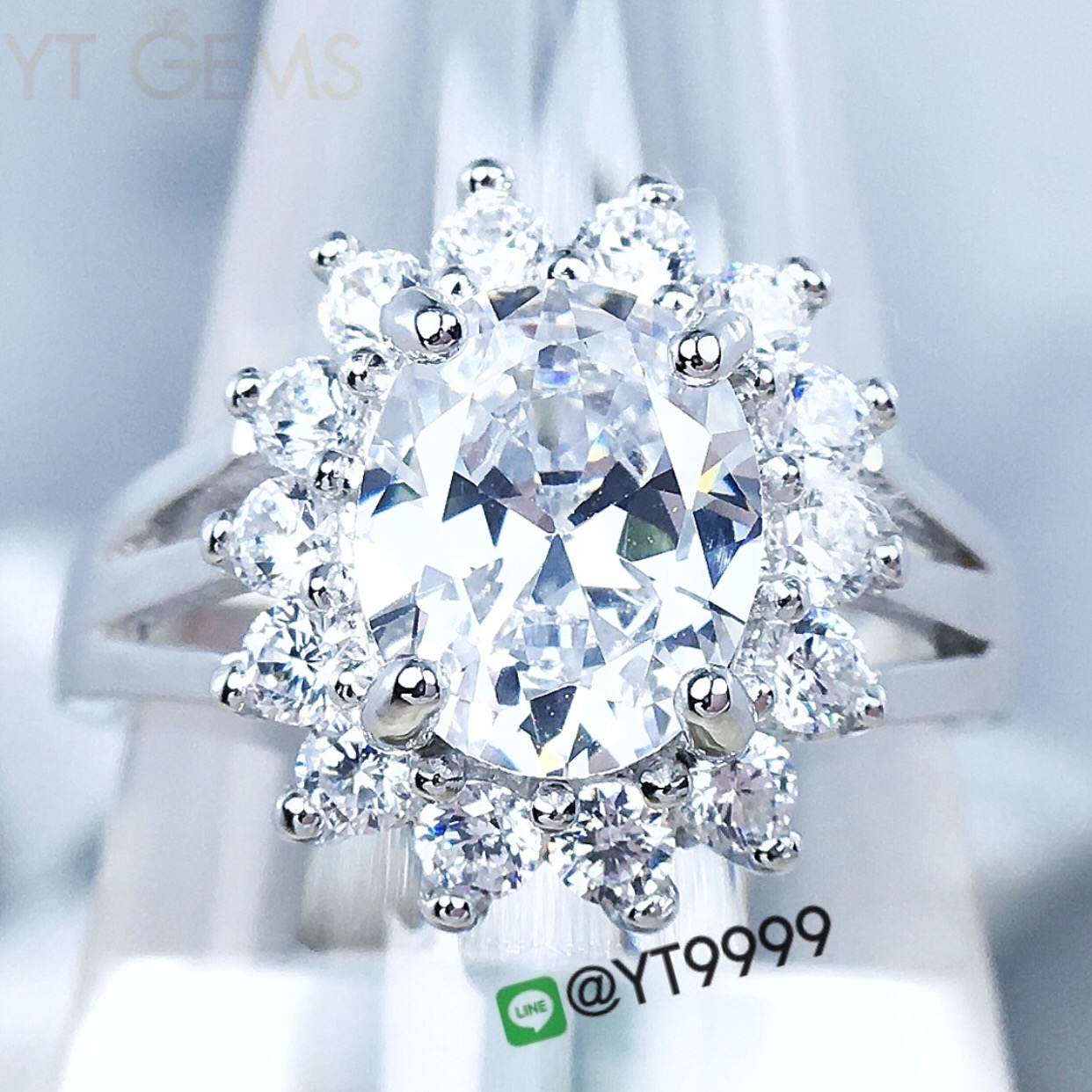 แหวนเพชร แหวนเงินแท้ ชุบทองคำขาว เพชร Swiss YTG-3132 YTGEMS