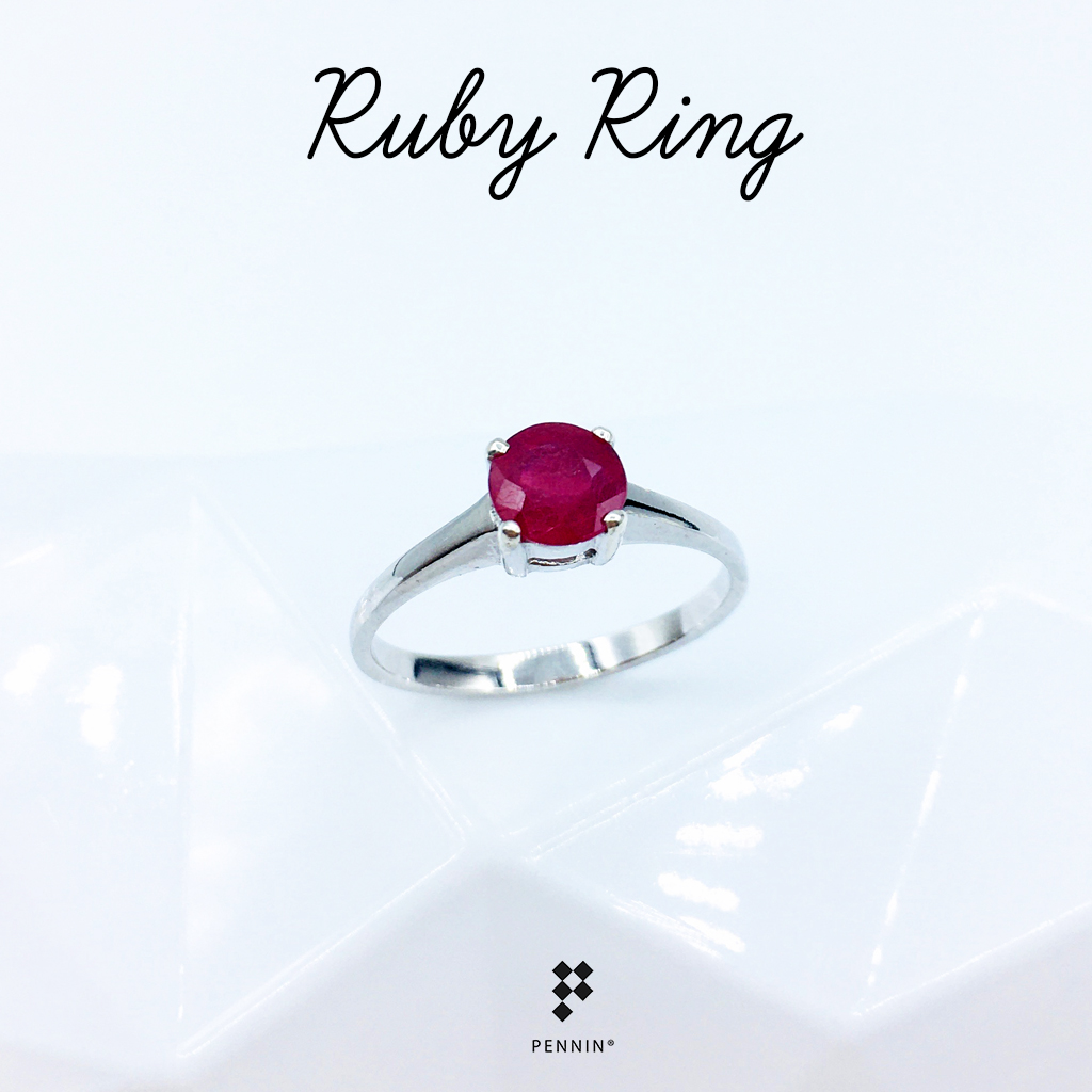 แหวนทับทิมเม็ดเดี่ยว (Solitaire Rings) พลอยแอฟริกาเผาใหม่สีแดงอมชมพูหวาน ดึงดูดโชคลาภ ใส่สวยทุกโอกาส