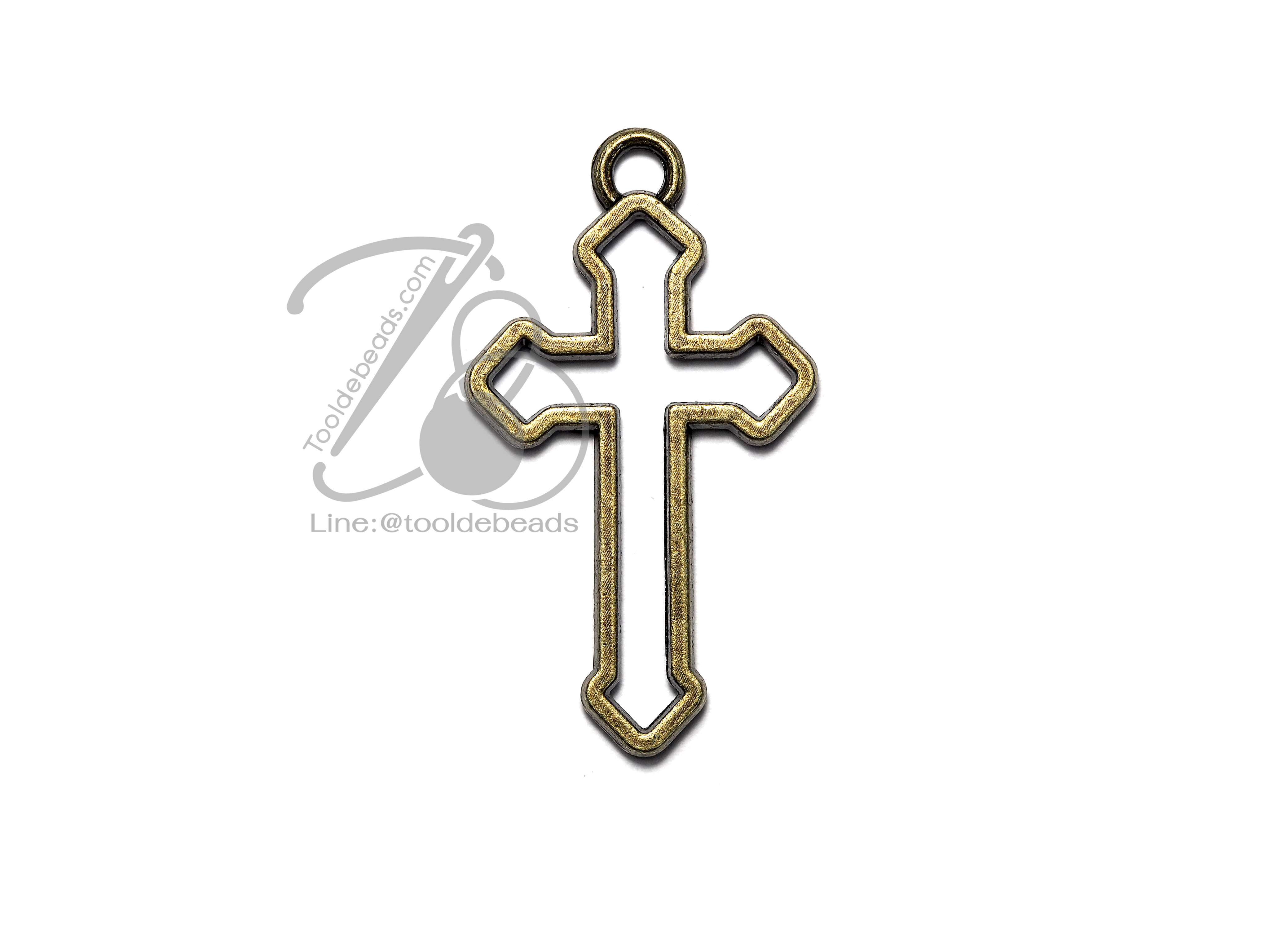 จี้เหล็ก 453 22*38มม. ลายกางเขนฉลุ สีสนิม (1 ชิ้น) SKU-06029