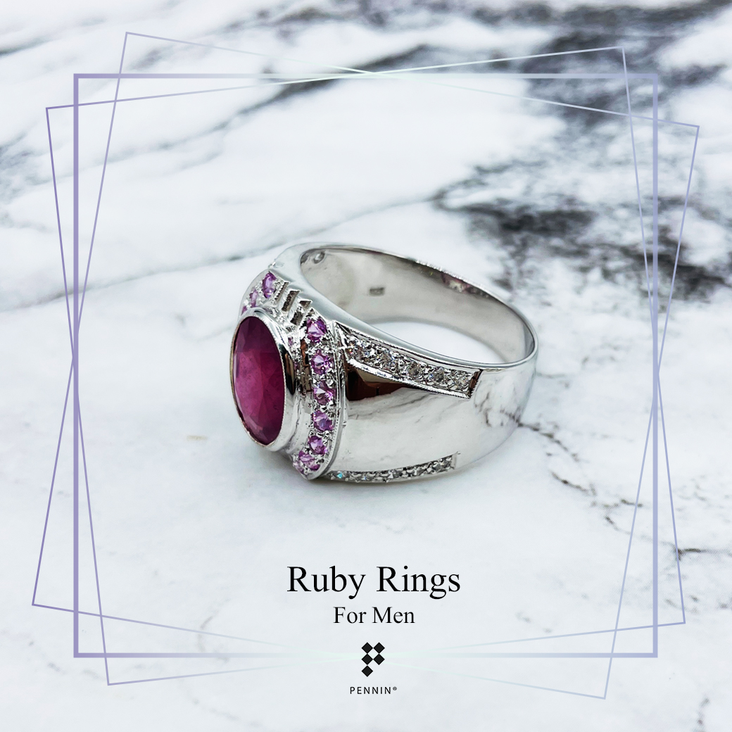 แหวนทับทิมสำหรับผู้ชาย ทับทิมแอฟริกา เผาใหม่ ล้อมทับทิมสยาม แซมเพชรสวิส CZ หน้าเกือกม้า เงินแท้ชุบทองคำขาว สวย เท่ เสริมพลังอำนาจ โชคลาภ