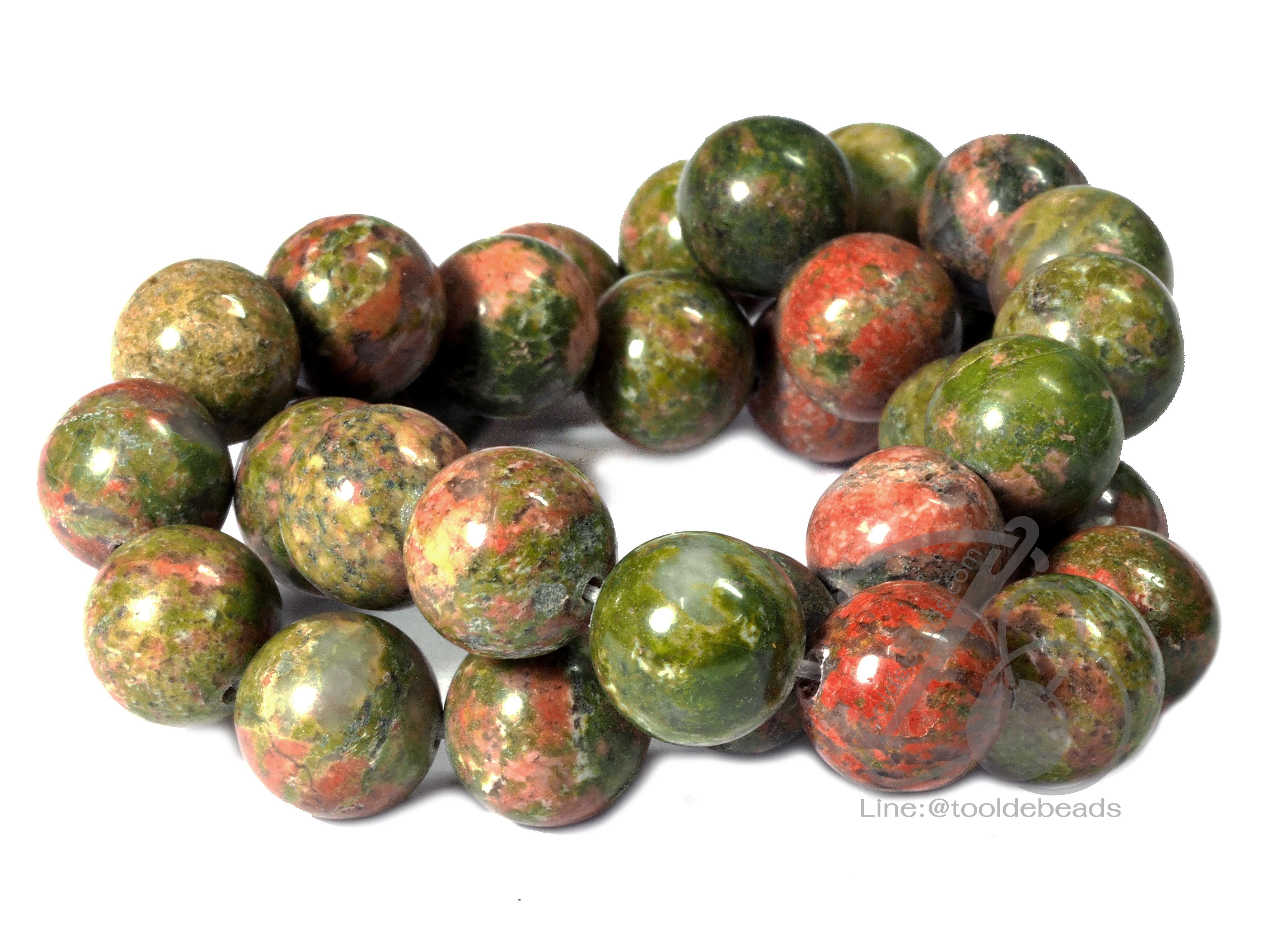 หิน Unakite 12มม. (32 เม็ด) SKU-01333