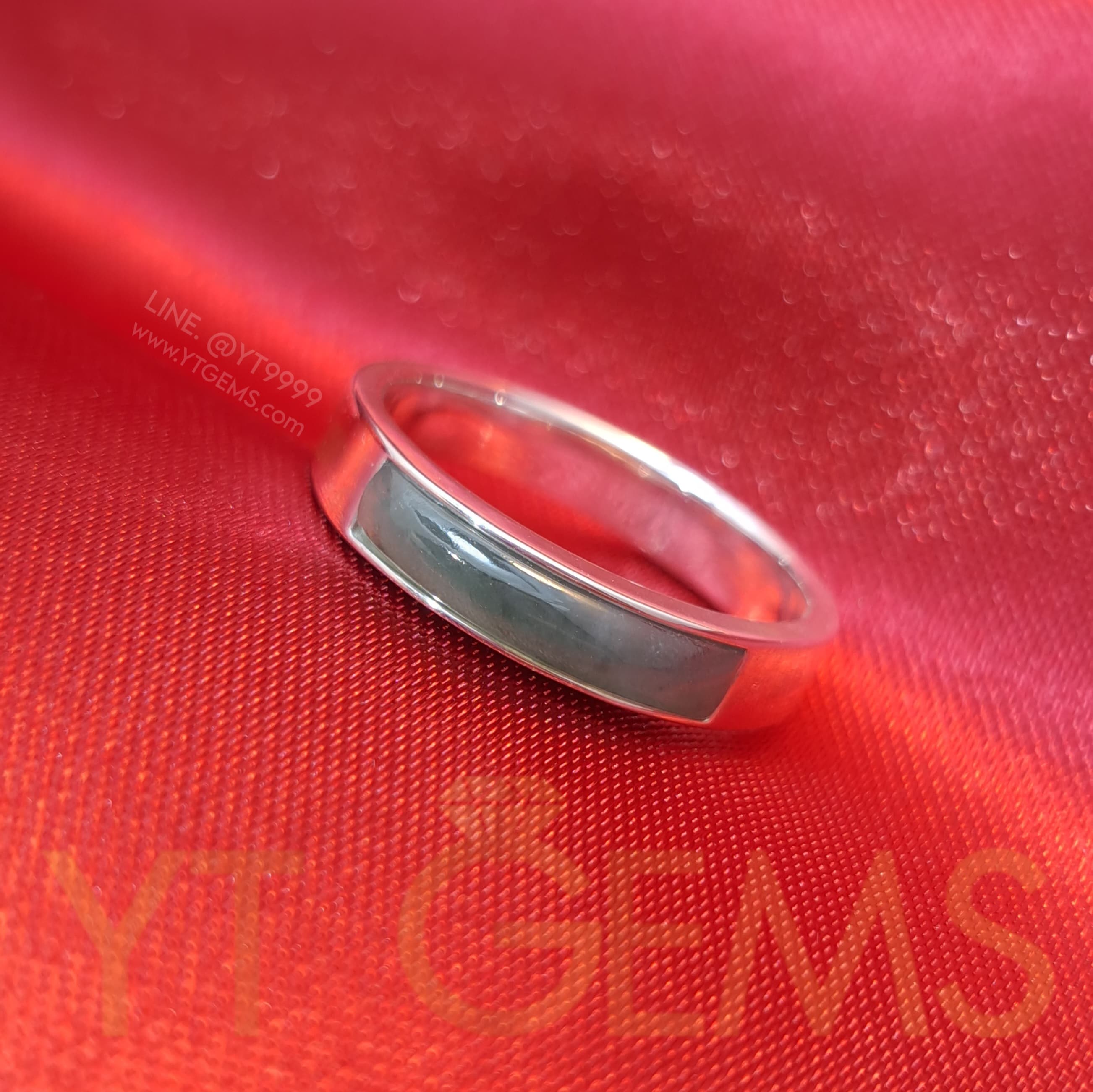 [สำหรับ ราคาส่ง ขั้นต่ำ 5 ชิ้น] แหวน หยกแท้ เงินแท้ หยกบลู Jadeite A กัวเตมาลา YTG-4367-WH YTGEMS 5 ชิ้น