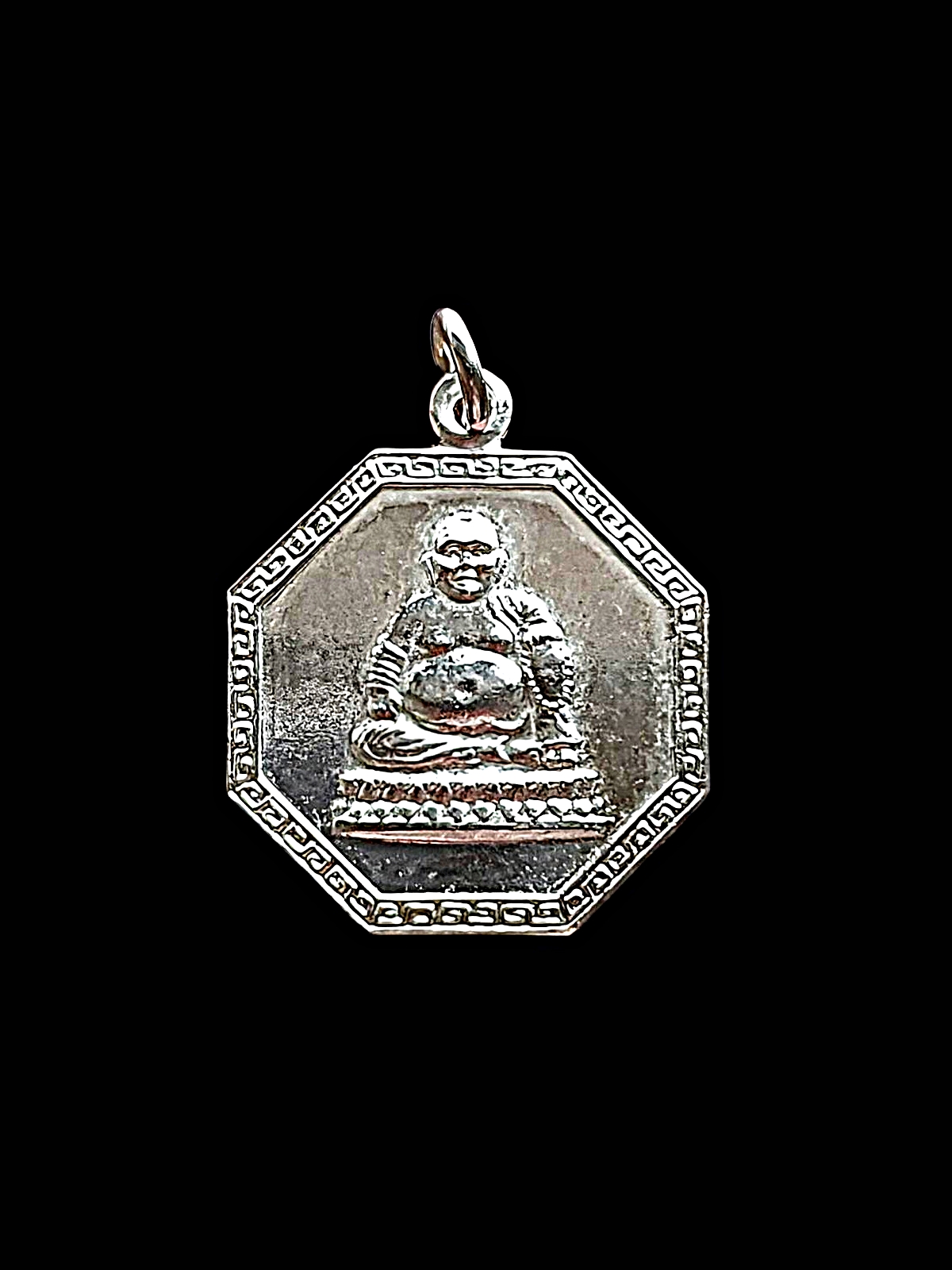 เหรียญ8เหลี่ยมพระสังกัจจายน์วัดท่าไม้จ.สมุทรสาครเนื้อกะไหล่เงิน