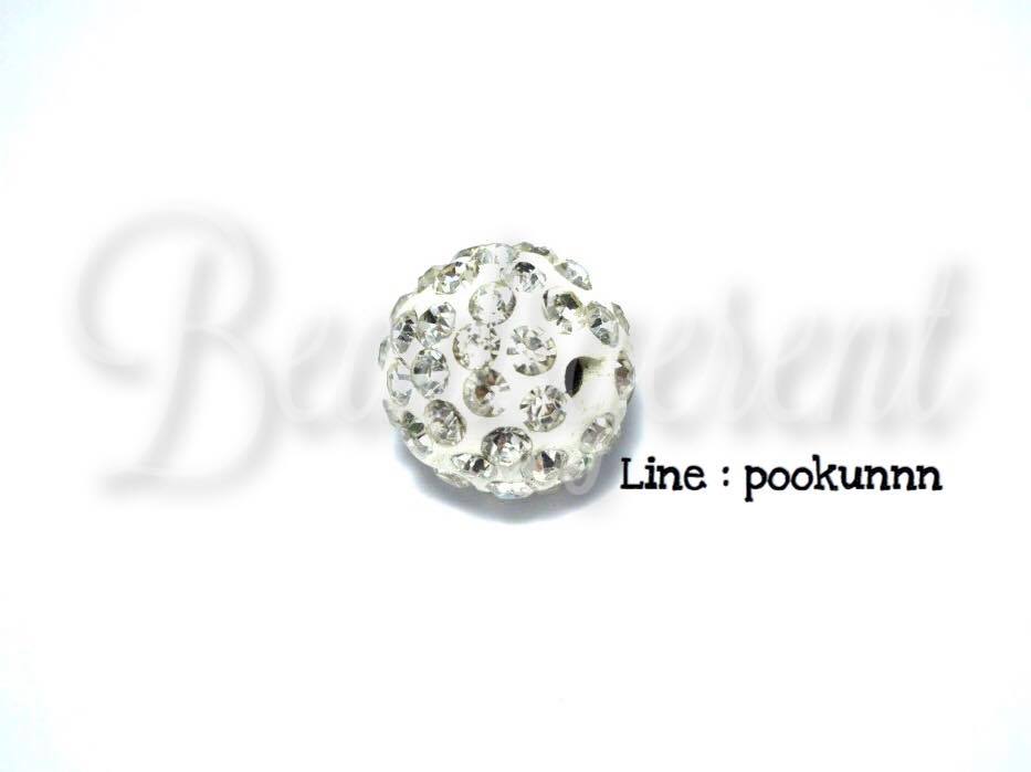 ลูกปัดฝังเพชร 12มม. สีขาว (1 ชิ้น) SKU-01575