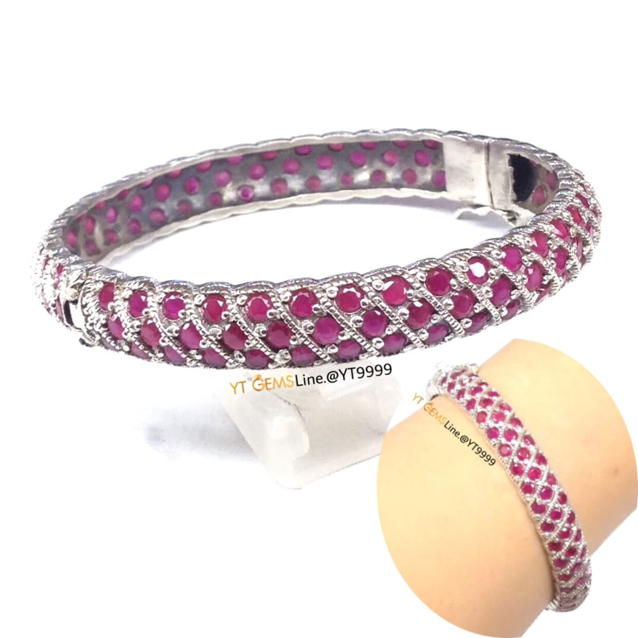 กำไลทับทิม กำไลเงินแท้ พลอยทับทิมชาตั้ม YTG-11002 YTGEMS