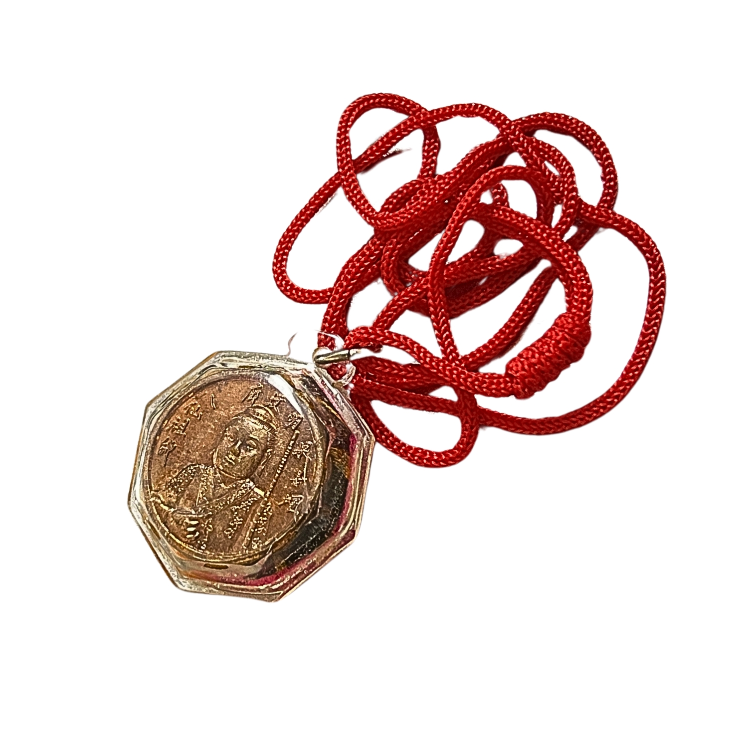 เหรียญเทพเจ้าฮั่นเซียงจื้อโป๊ยเซียนโจวซือที่ระลึกเก็บศพไร้ญาติปีพ.ศ.2537เนื้อทองแดงเลี่ยมเดิมพร้อมฮู้มีเชือกเดิมผ่านพิธีปลุกเสกแล้วค่ะ