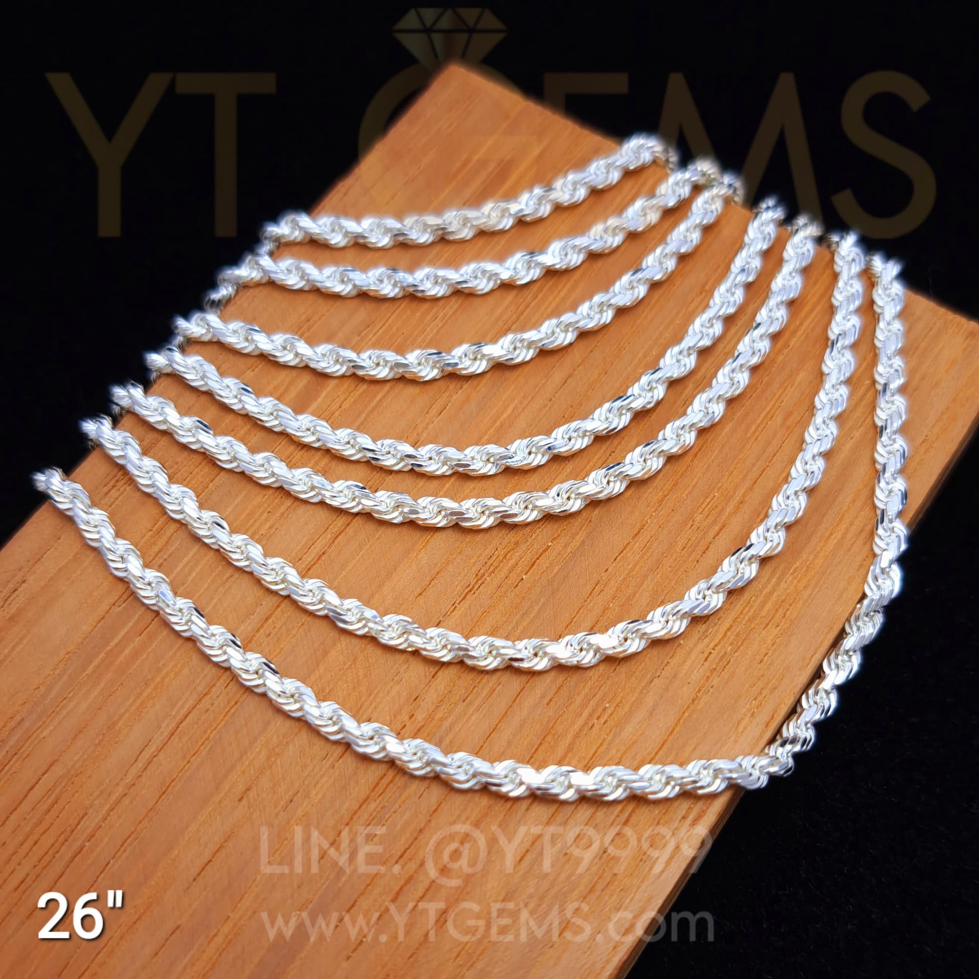 สร้อยคอ ลายอิตาลี เงินแท้ สร้อยลายเกลียว 3 มม. 26 นิ้ว YTG-11899 YTGEMS whole