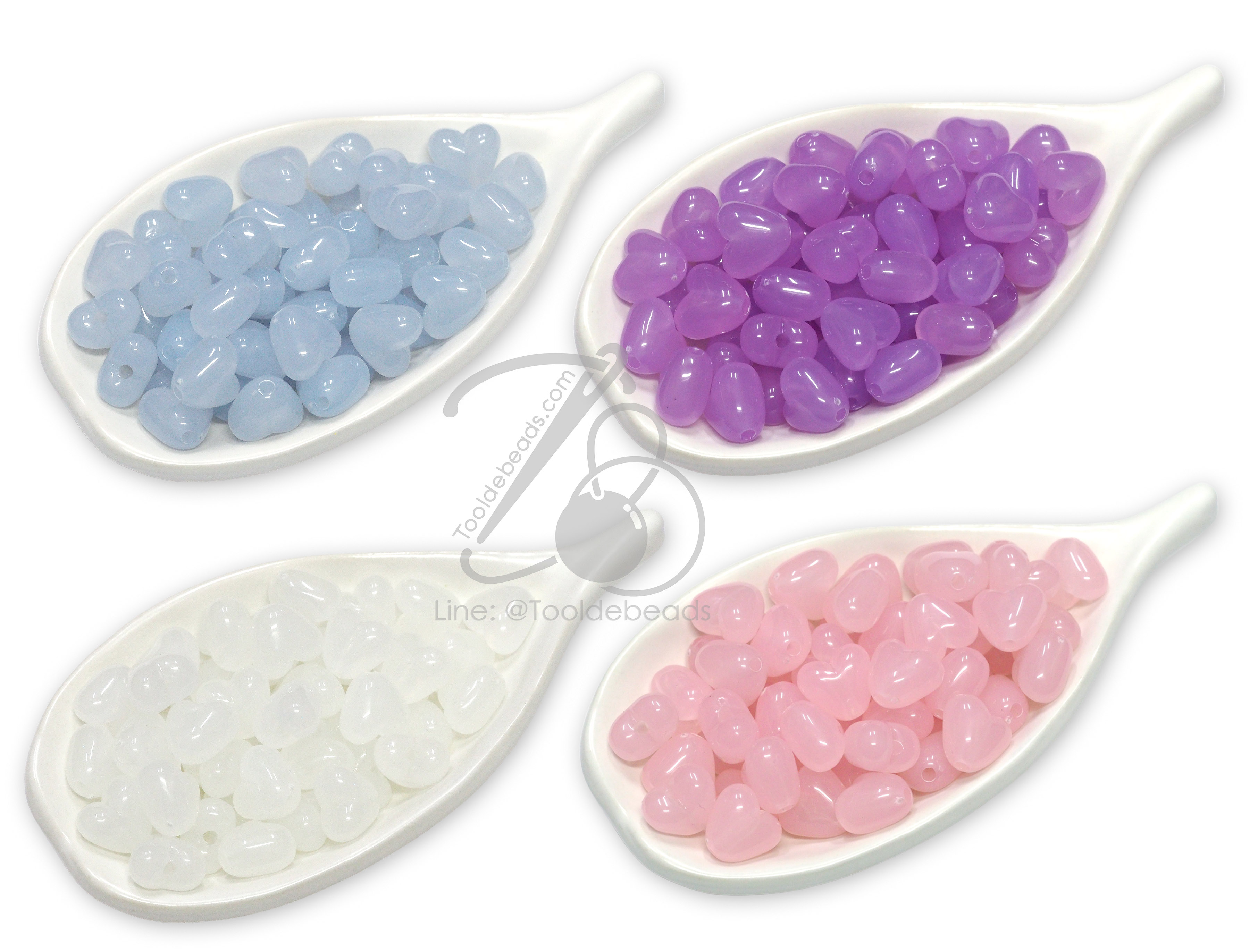 ลูกปัดเรืองแสง 10มม. ลายหัวใจ (10 กรัม) SKU-16238