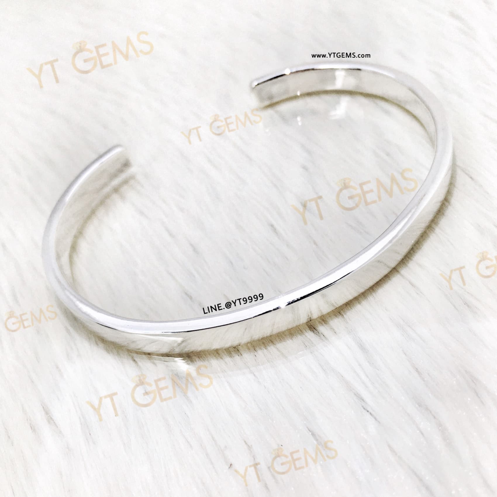 กำไลเงินแท้ ตัวC ทรงปลอกมีด (ขอบตัดหน้าตรง) YTG-11241 YTGEMS