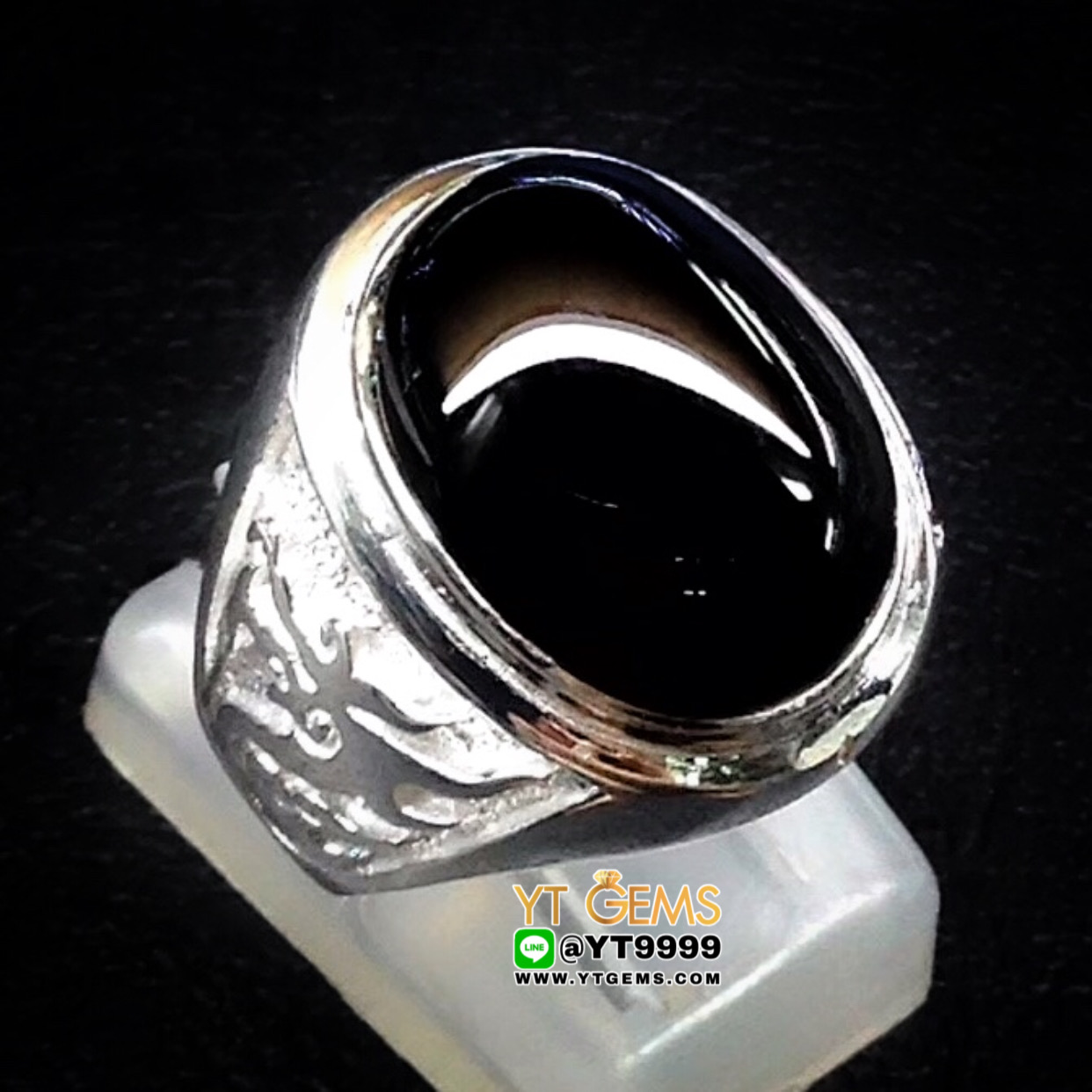 แหวนนิล แหวนมังกร แหวนเงินแท้ 92.5% ข้างลายมังกร ประดับ พลอยนิลแท้ YTG-10043 YTGEMS