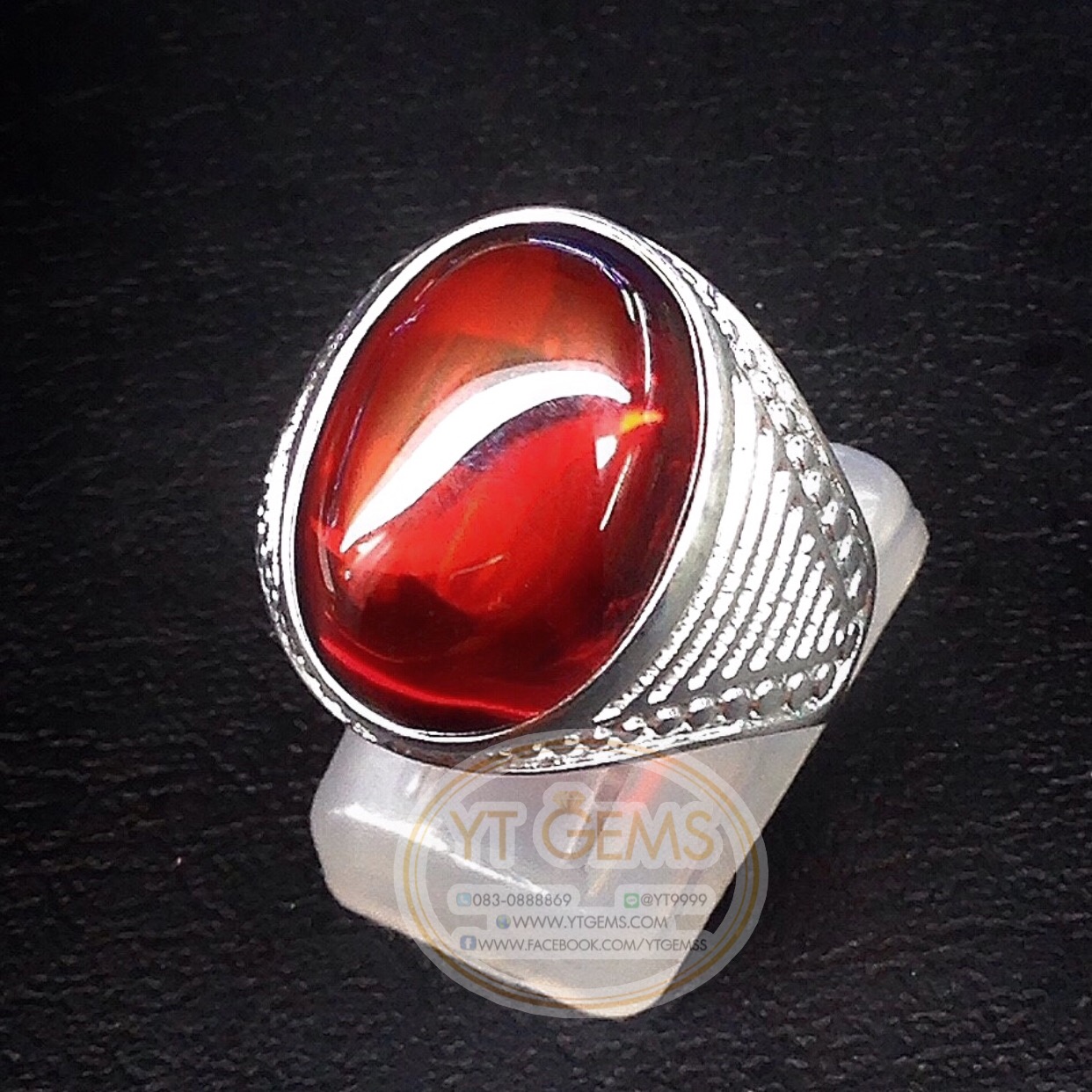 แหวนเงินแท้92.5% พลอยโกเมน(cz) YTG-56ุ60 YTGEMS