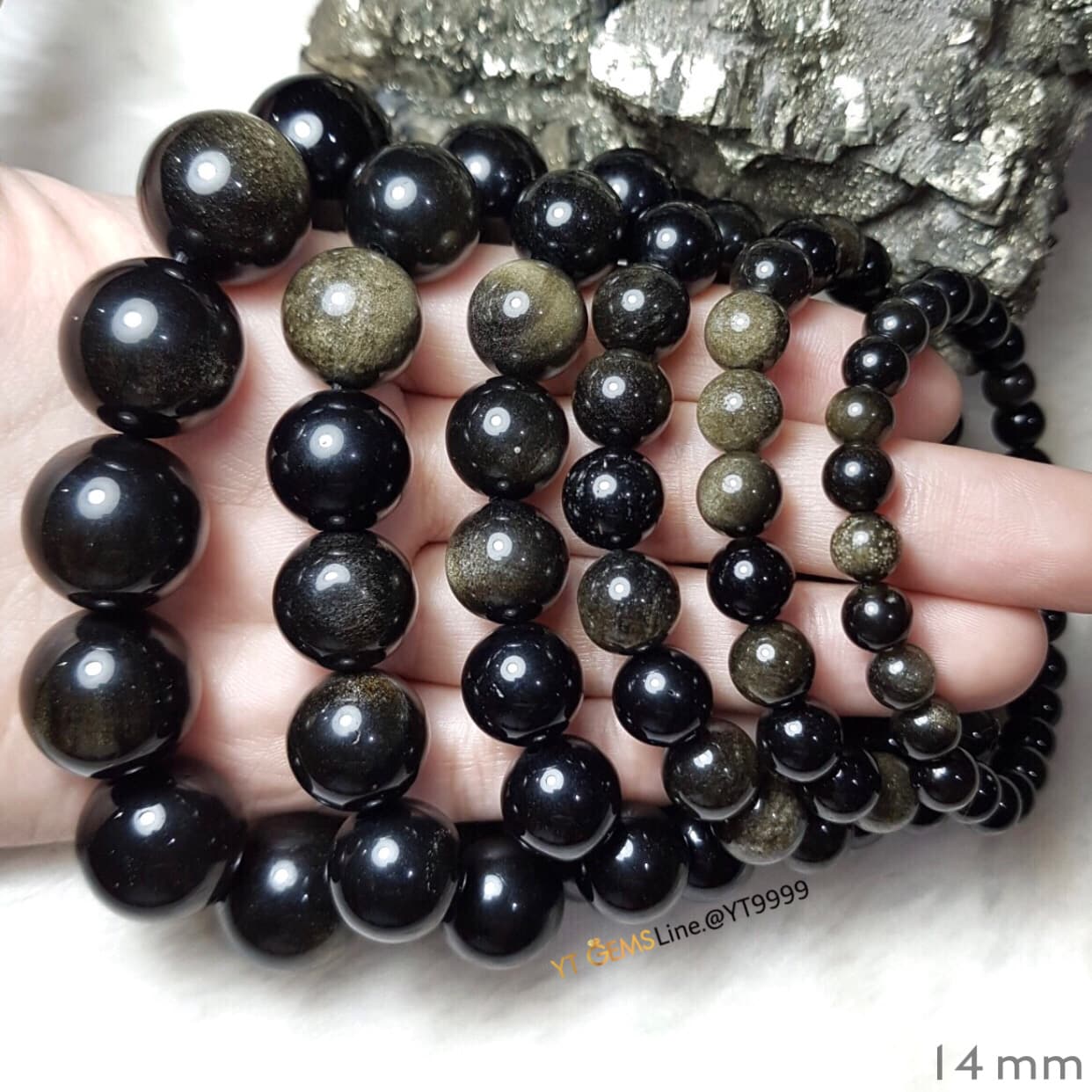 สร้อยข้อมือโกลเด้นออบซิเดียนแท้ เกรดA ขนาดหิน 14 มม. YTG-11112 YTGEMS