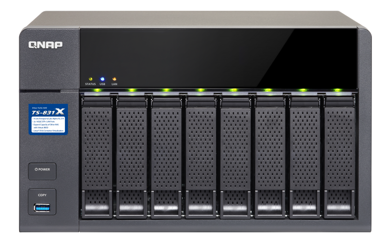 TS-831X-16G Cost-effective quad-core business NAS with integrated dual 10GbE SFP+ ports and upgraded 1.7 GHz CPU