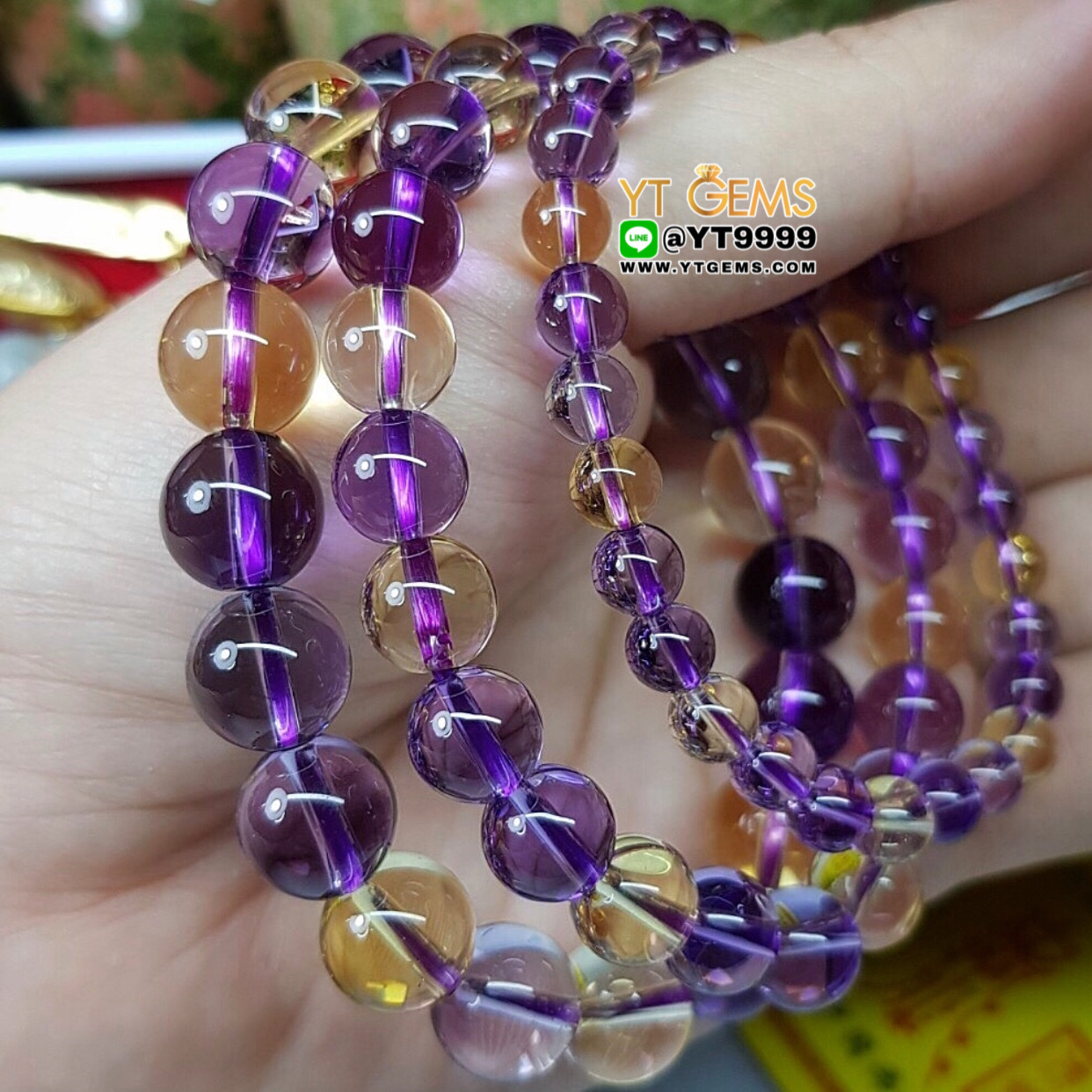 สร้อยข้อมืออเมทริน เกรดAAA หินอเมทรินแท้ ขนาดหิน 8 mm YTG-8947 YTGEMS