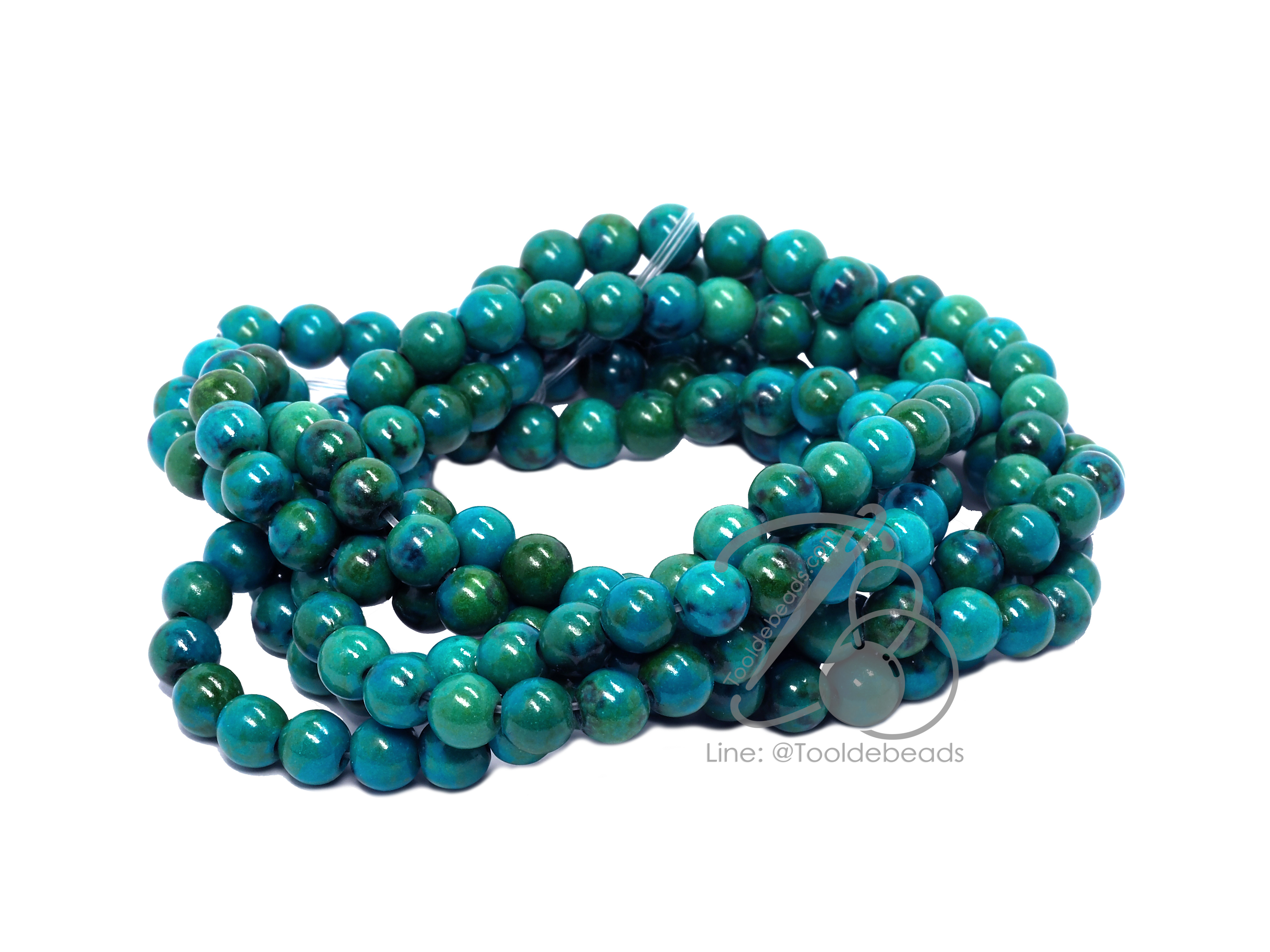 หิน Chrysocolla 6มม. (47 เม็ด) SKU-01025