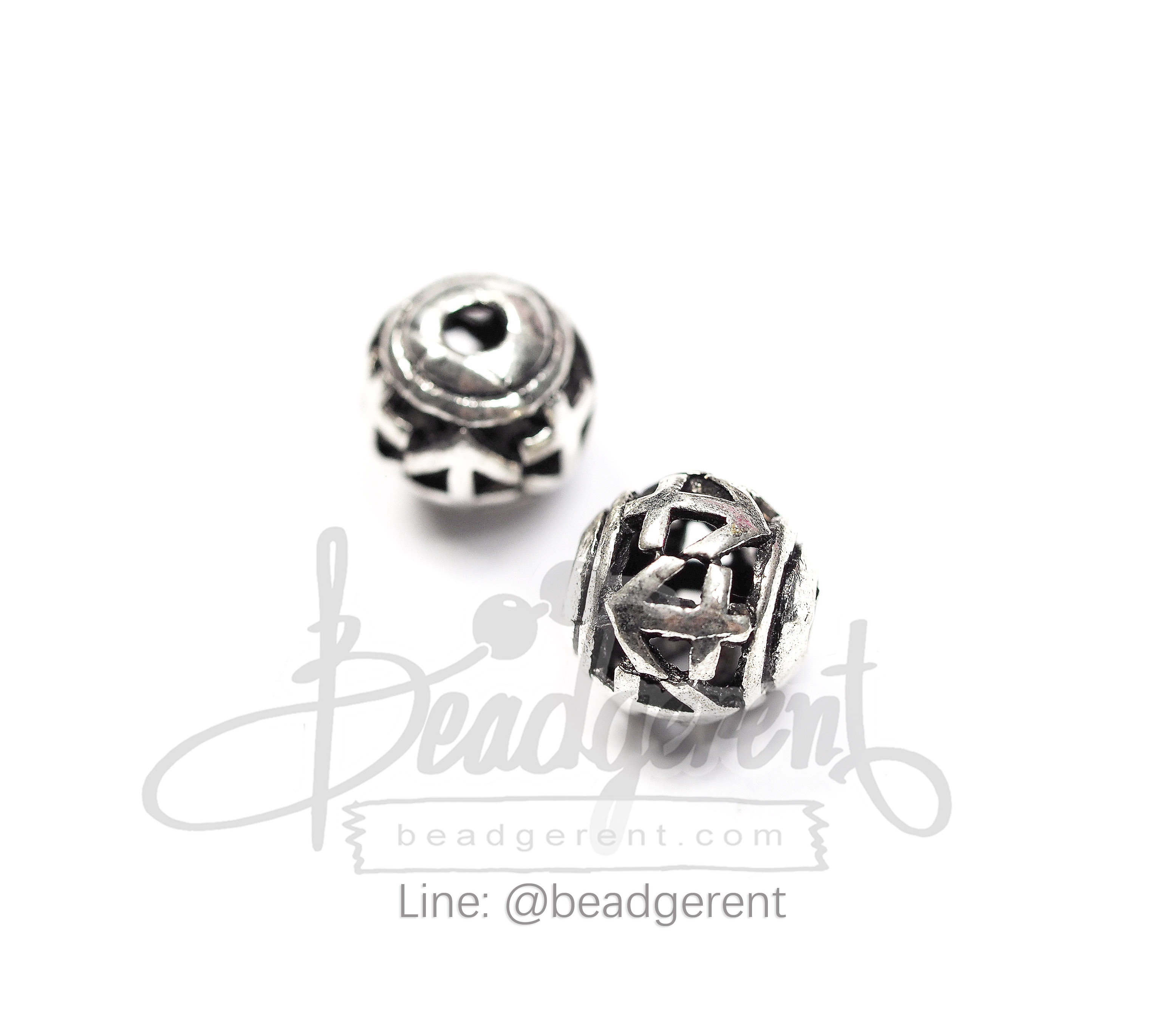 ลูกปัดโรเดียม 75 8มม. ลายกลมฉลุ (1 ชิ้น) SKU-03525