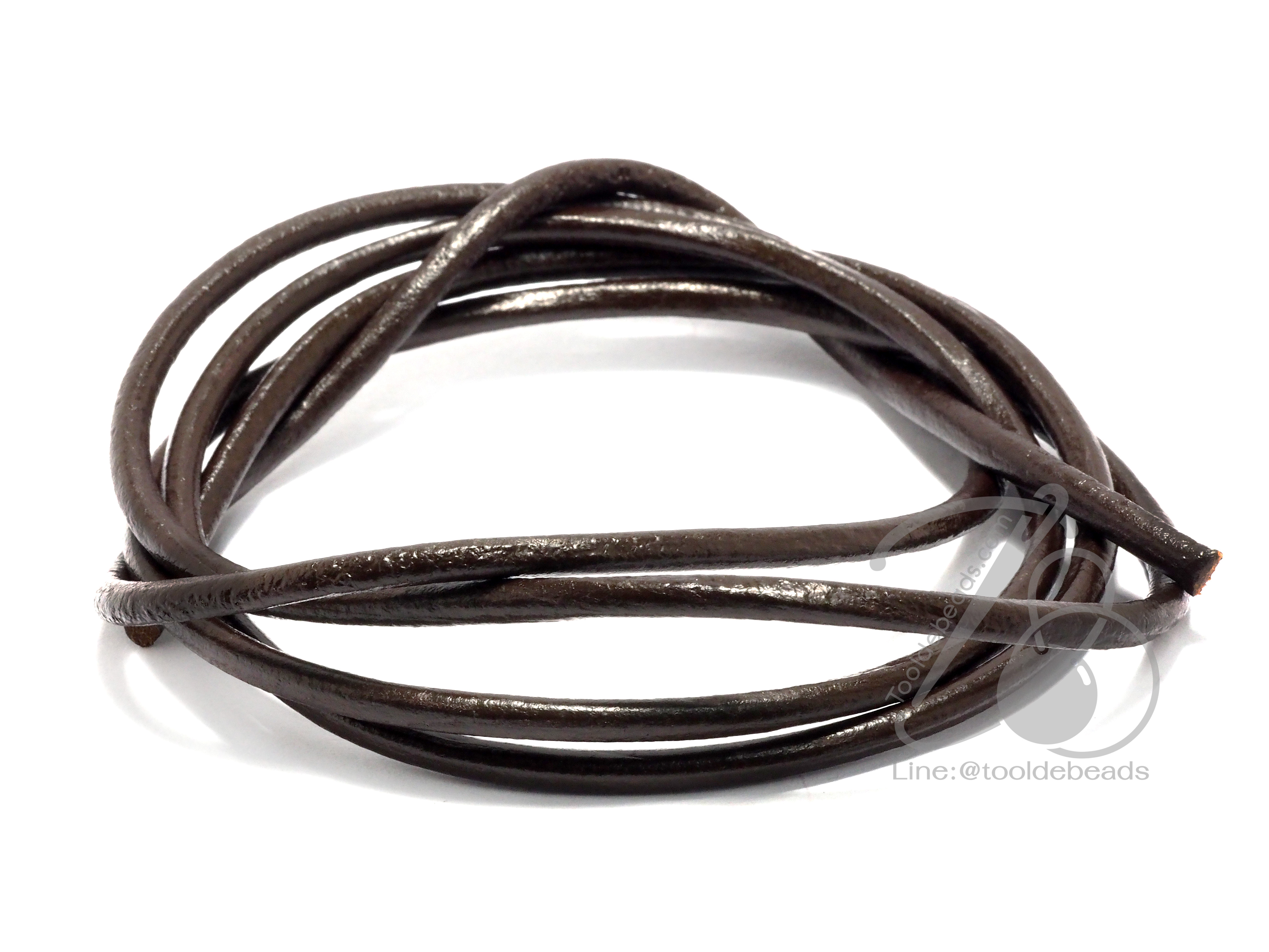 เชือกหนังแท้ 3มม. กลมเกลี้ยง สีน้ำตาล (1 หลา) SKU-00832