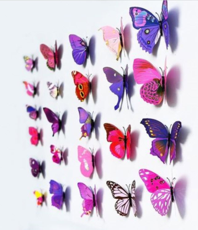 ผีเสื้อติดผนัง มีแม่เหล็ก ชุด 12 ชิ้น