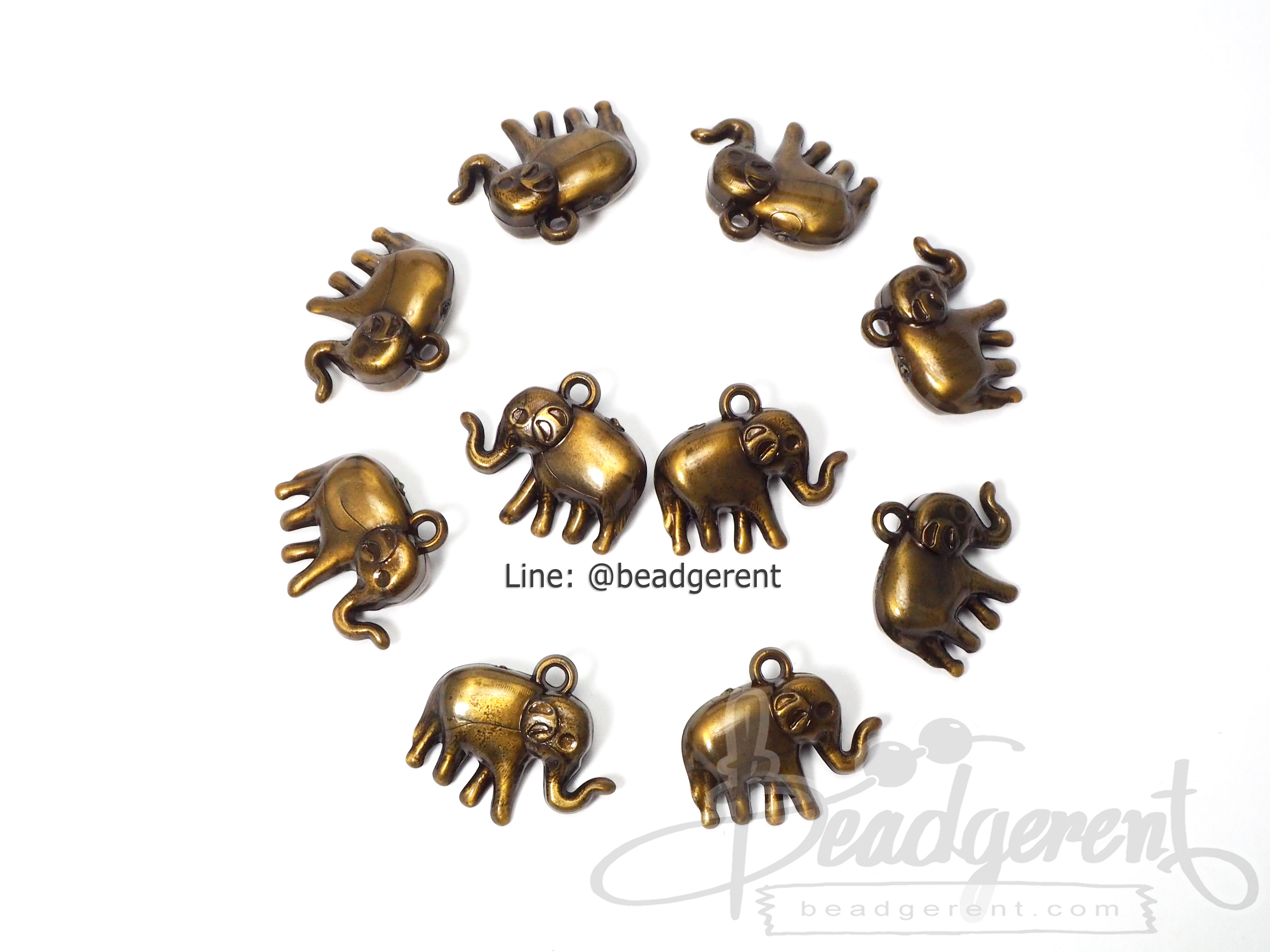 จี้อะคริลิค 24*20มม. ลายช้าง สีสนิม (100 กรัม) SKU-03107