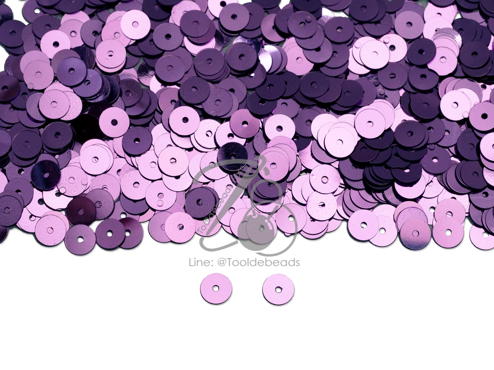 เลื่อมกลมแบน 6มม. สีม่วง (10 กรัม) SKU-10294