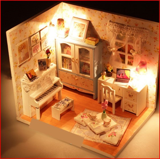 บ้านตุ๊กตาประกอบเองพร้อมส่ง สามารถเปิด-ปิดไฟได้