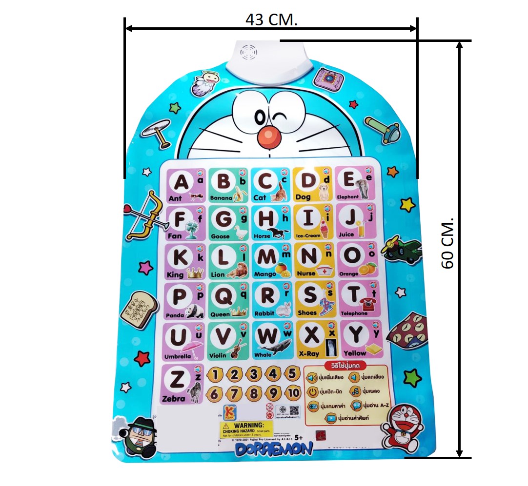 แผ่นการเรียนรู้โดเรมอน ABC ตัวเลข ภาษาต่างประเทศ Sheet ABC Fun With English Doraemon พร้อมส่ง