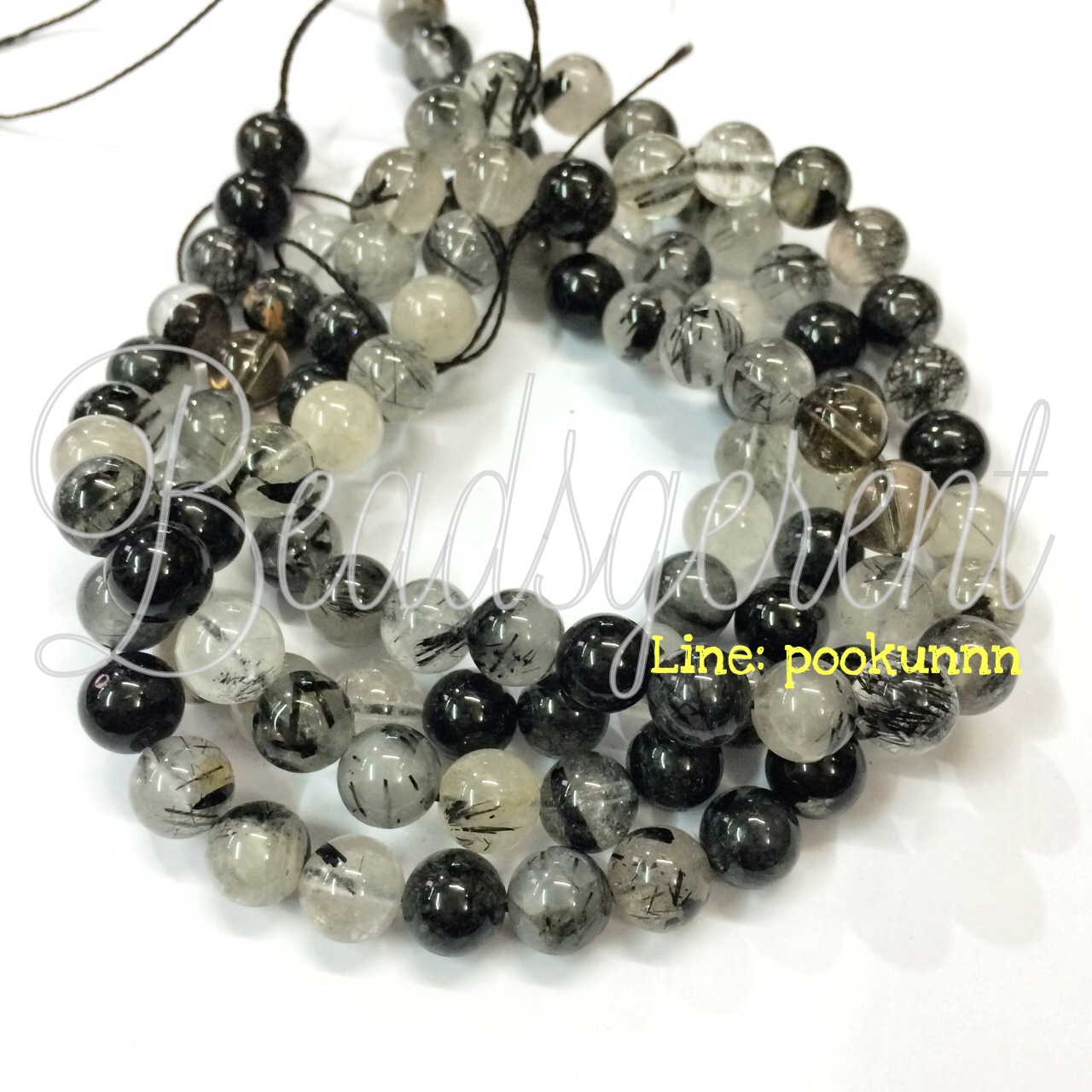 หิน แก้วขนเหล็กเนื้อใส (high quality) 8มม. (50 เม็ด) SKU-01461