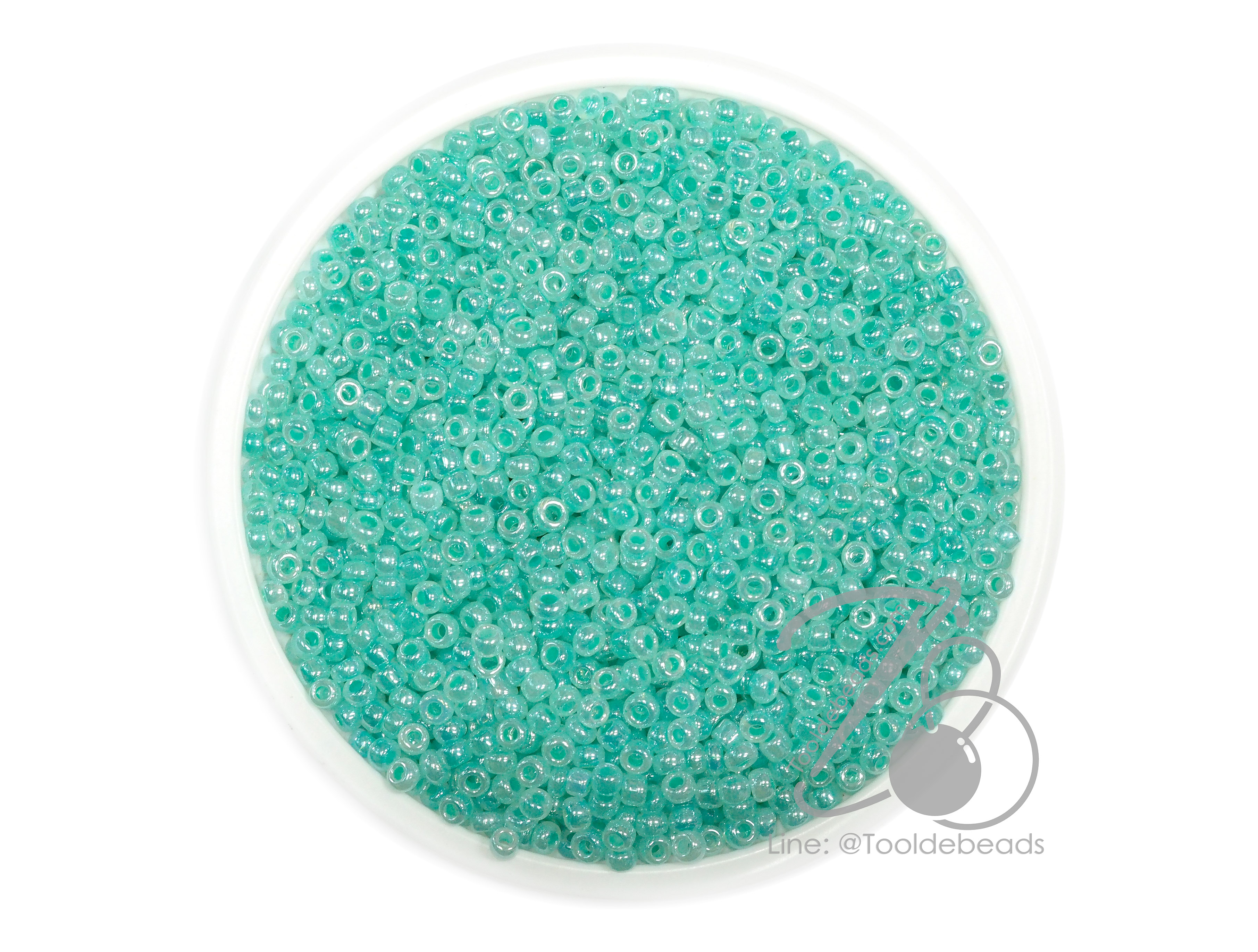 ลูกปัดเม็ดทราย 12/0 โทนมุก สีฟ้าอมเขียว (450 กรัม) SKU-14860