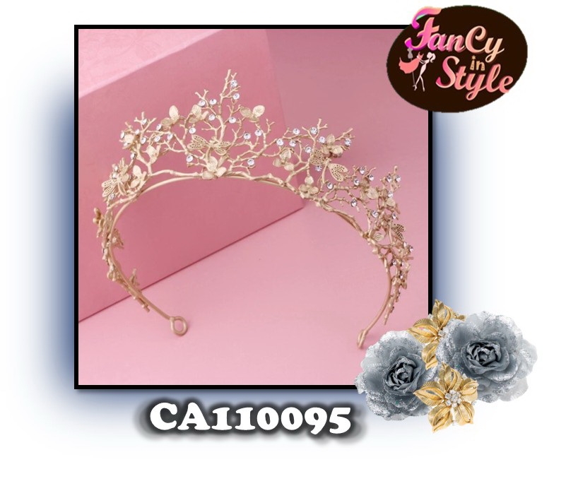COSTUME ACCESSORIES/Headpiece/Crown/มงกุฎสไตล์กรีก/มงกุฎตกแต่งกิ่งไม้ ดอกไม้และแมงปอสีทอง