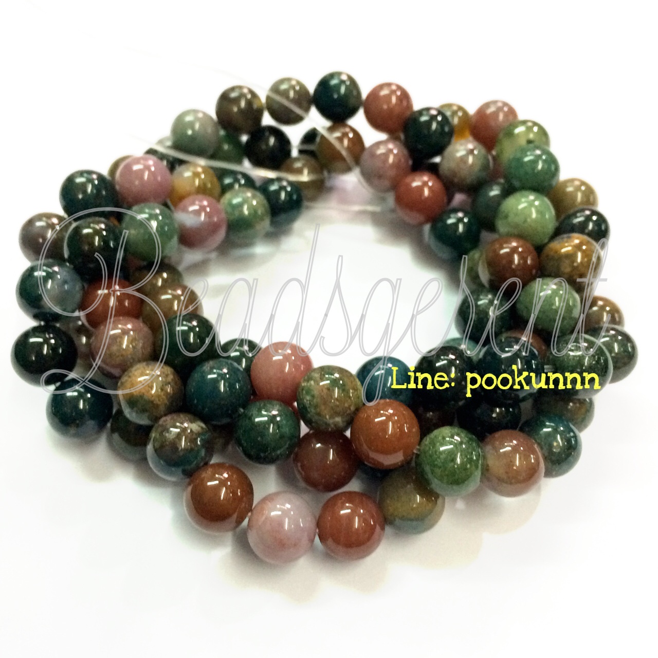 หิน หยก5สี 8มม. (47 เม็ด) SKU-01443