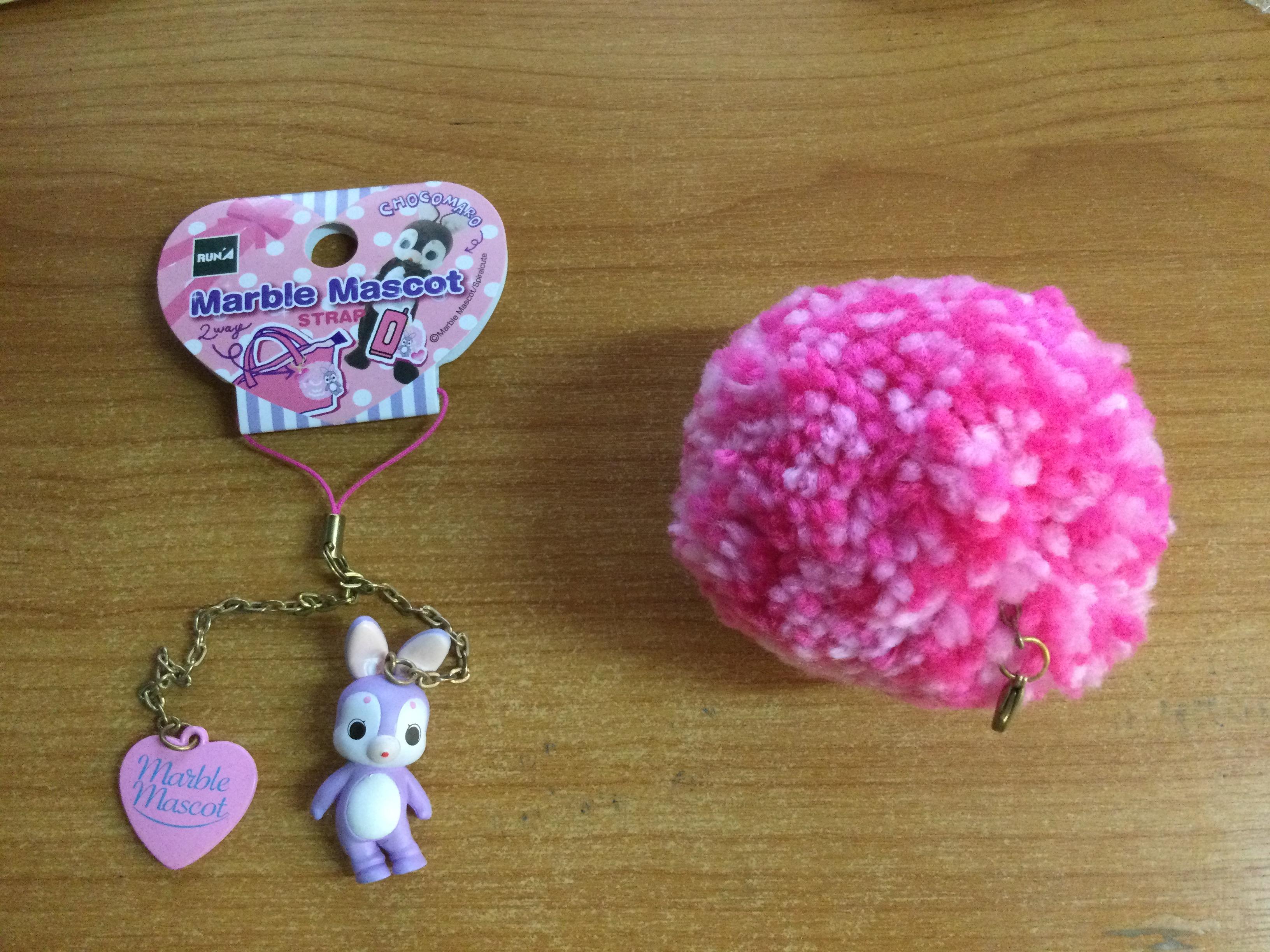 Marble Mascot Strap 3 นิ้ว สีชมพูอ่อน-เข้ม