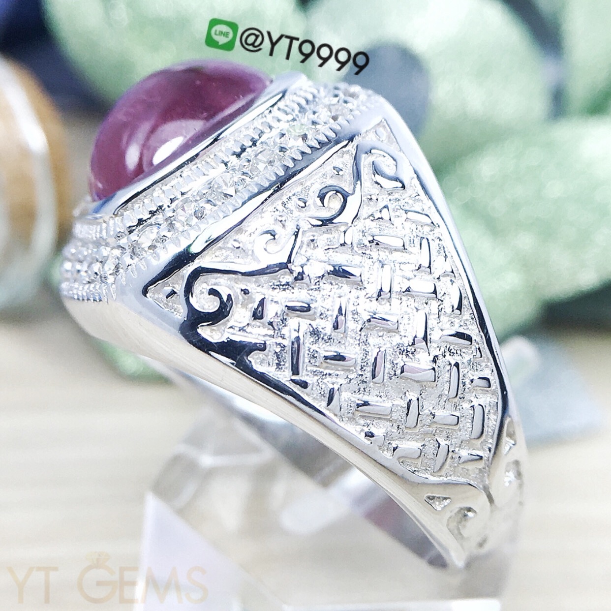 แหวนทับทิม แหวนเงินแท้92.5% ชุบทองคำขาว แหวนทับทิมแท้ พลอยทับทิมแท้ YTG-3125 YTGEMS