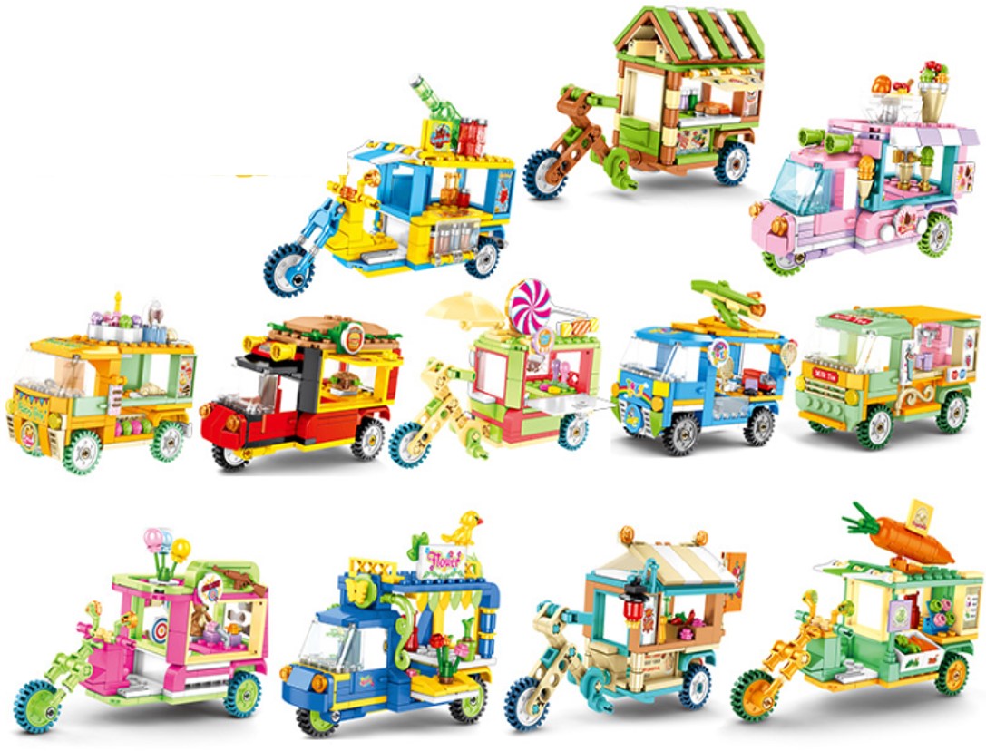 บล็อกต่อพลาสติกร้านค้า รถ ยานพาหนะ พร้อมส่ง มากมาย หลาบแบบให้สะสม