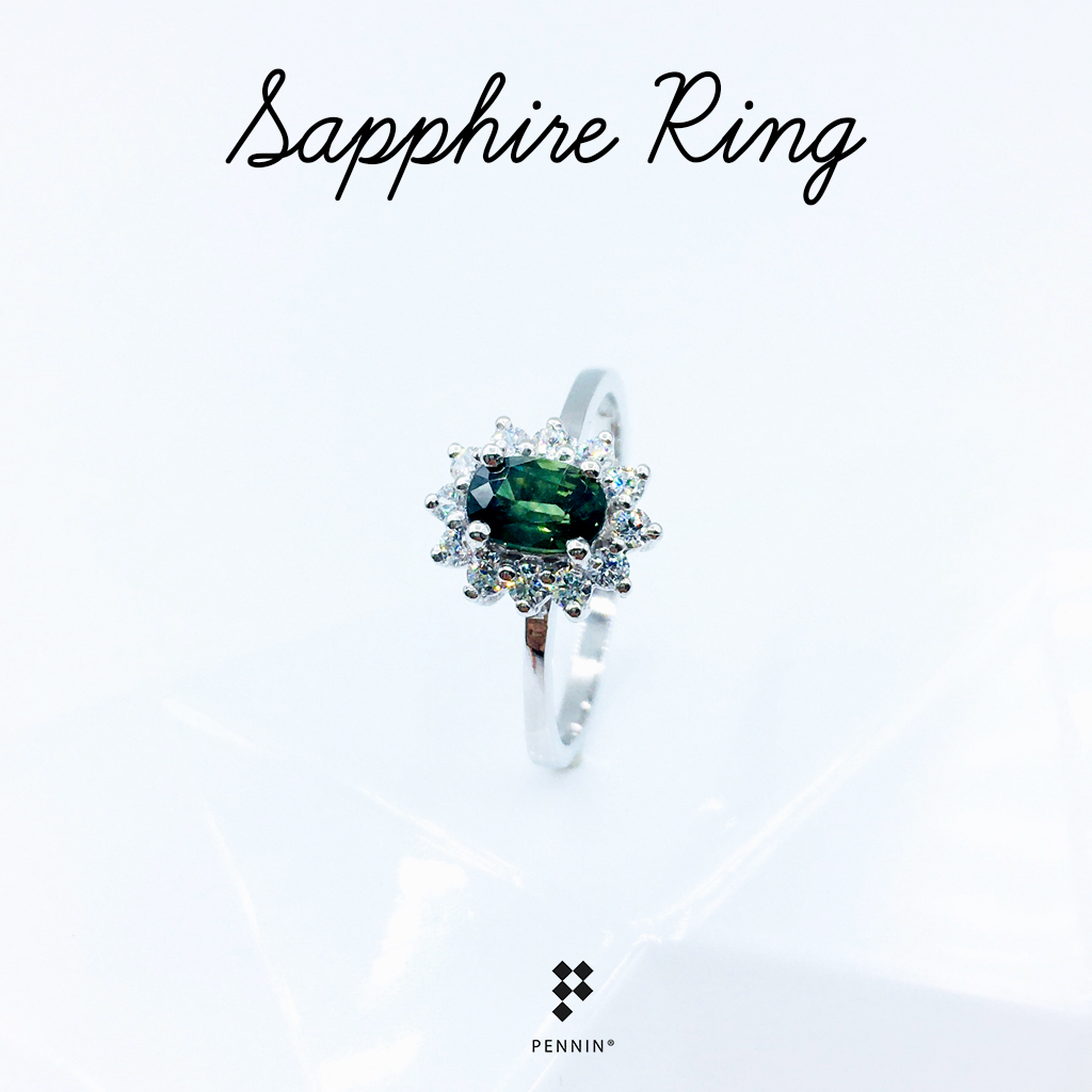 แหวนเขียวส่อง หรือ มรกตจันท์ บางกะจะ จันทบุรี เงินแท้ชุบทองขาว ล้อมเพชรสวิส สวยคลาสสิค