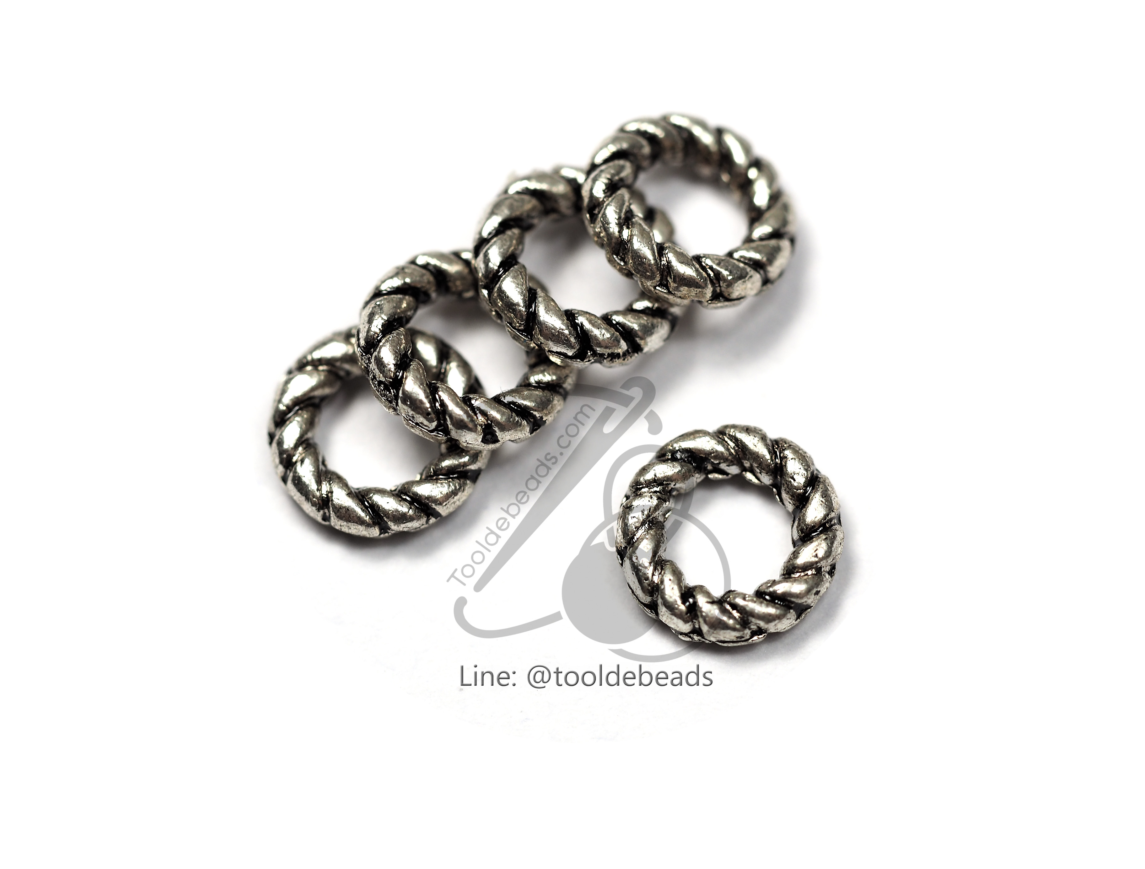 ลูกปัดโรเดียม 120 8มม. ลายเชือก (1 ชิ้น) SKU-03292