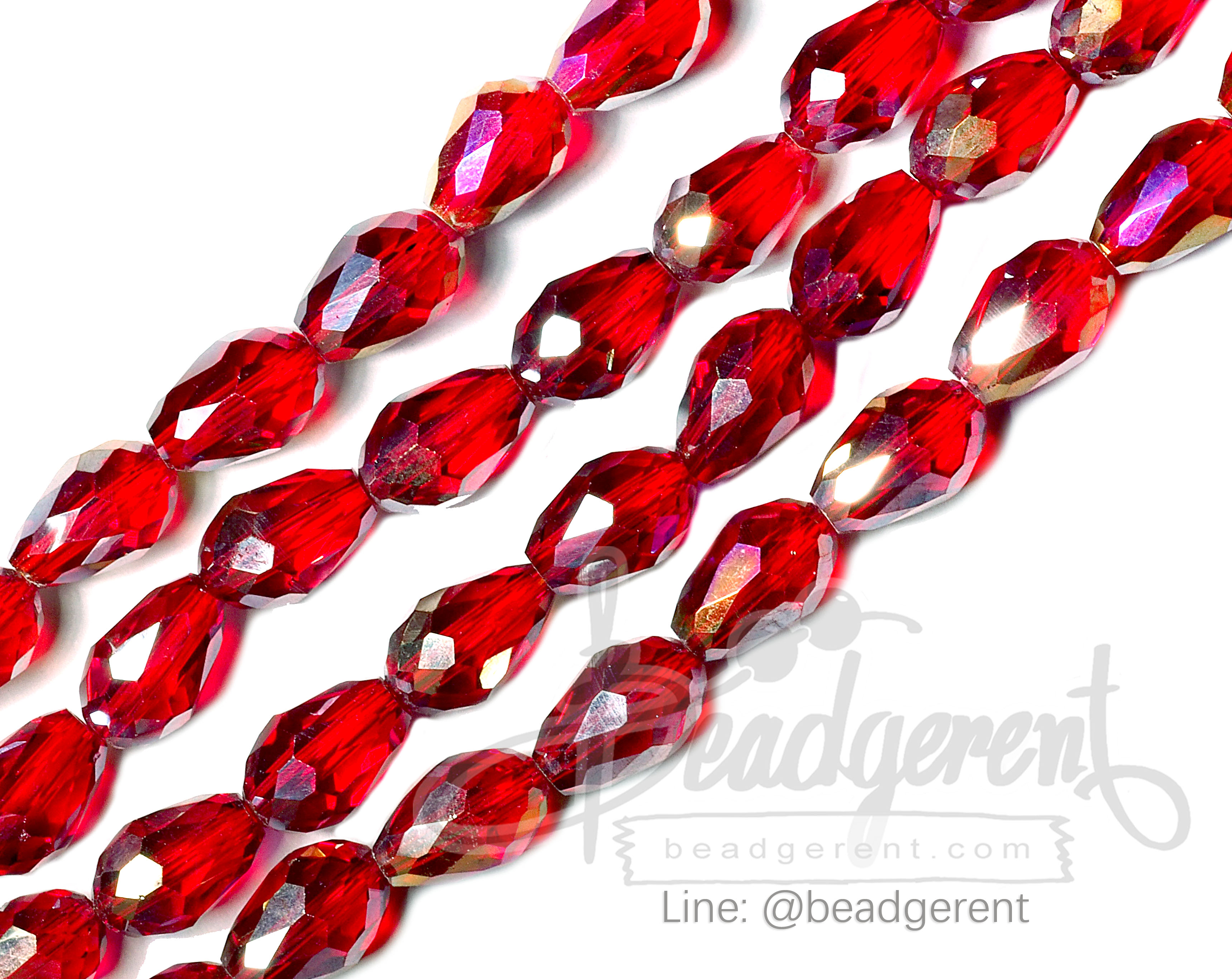 คริสตัลโมดาห์ 8*12มม. สีแดง (60 เม็ด) SKU-02706