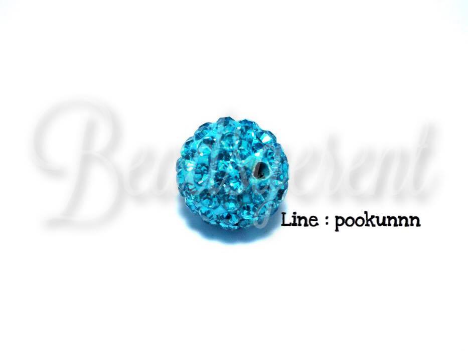 ลูกปัดฝังเพชร 12มม. สีฟ้า (1 ชิ้น) SKU-01574