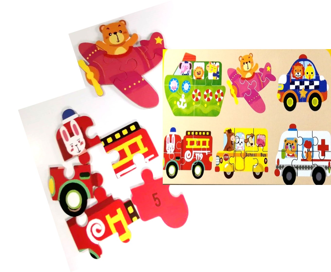 จิ๊กซอว์ไม้พร้อมส่ง หลากหลายแบบ สีสันสดใสแบบเล่นได้แบบ 6 IN 1